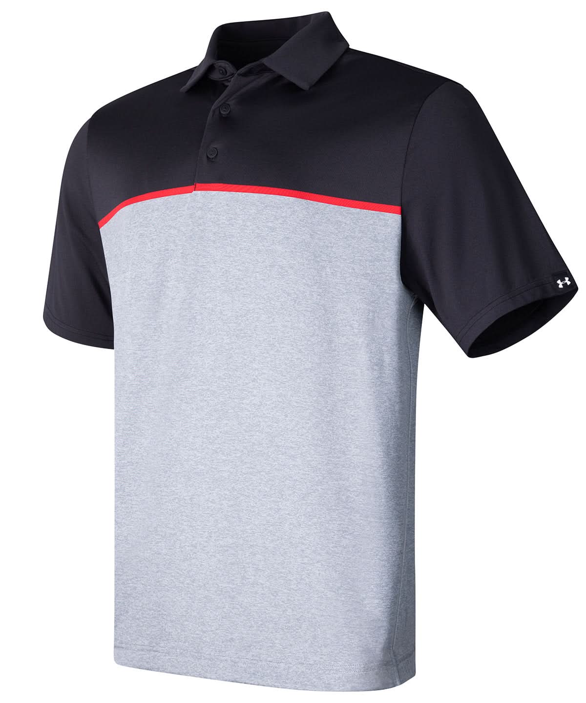 Under Armour Golf Playoff 30 Stripe Polo Lb Edge Lit UG003 - Black Red Black - Customisable Polos