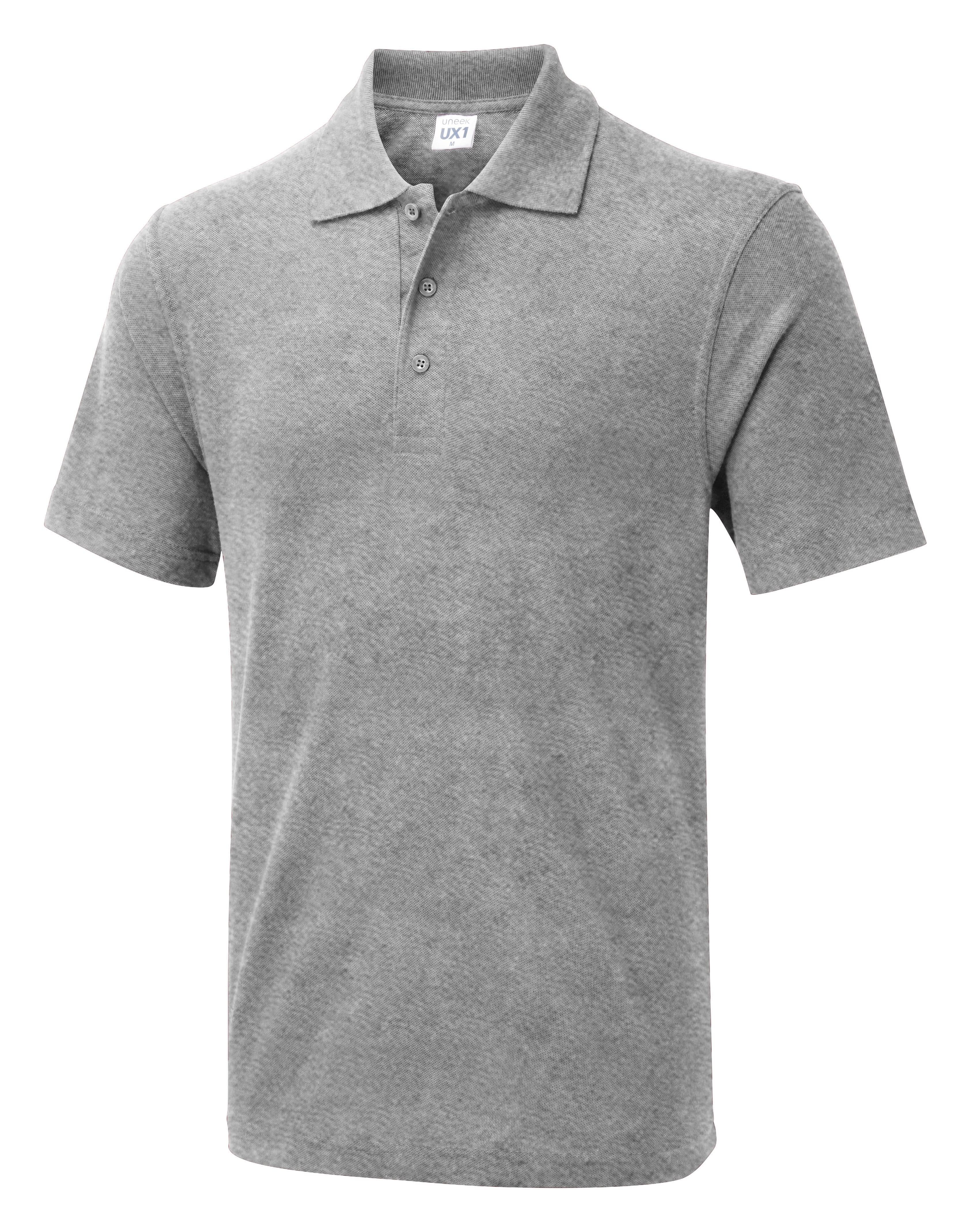 Uneek The Ux Polo UX1 - Heather Grey - Customisable Polos