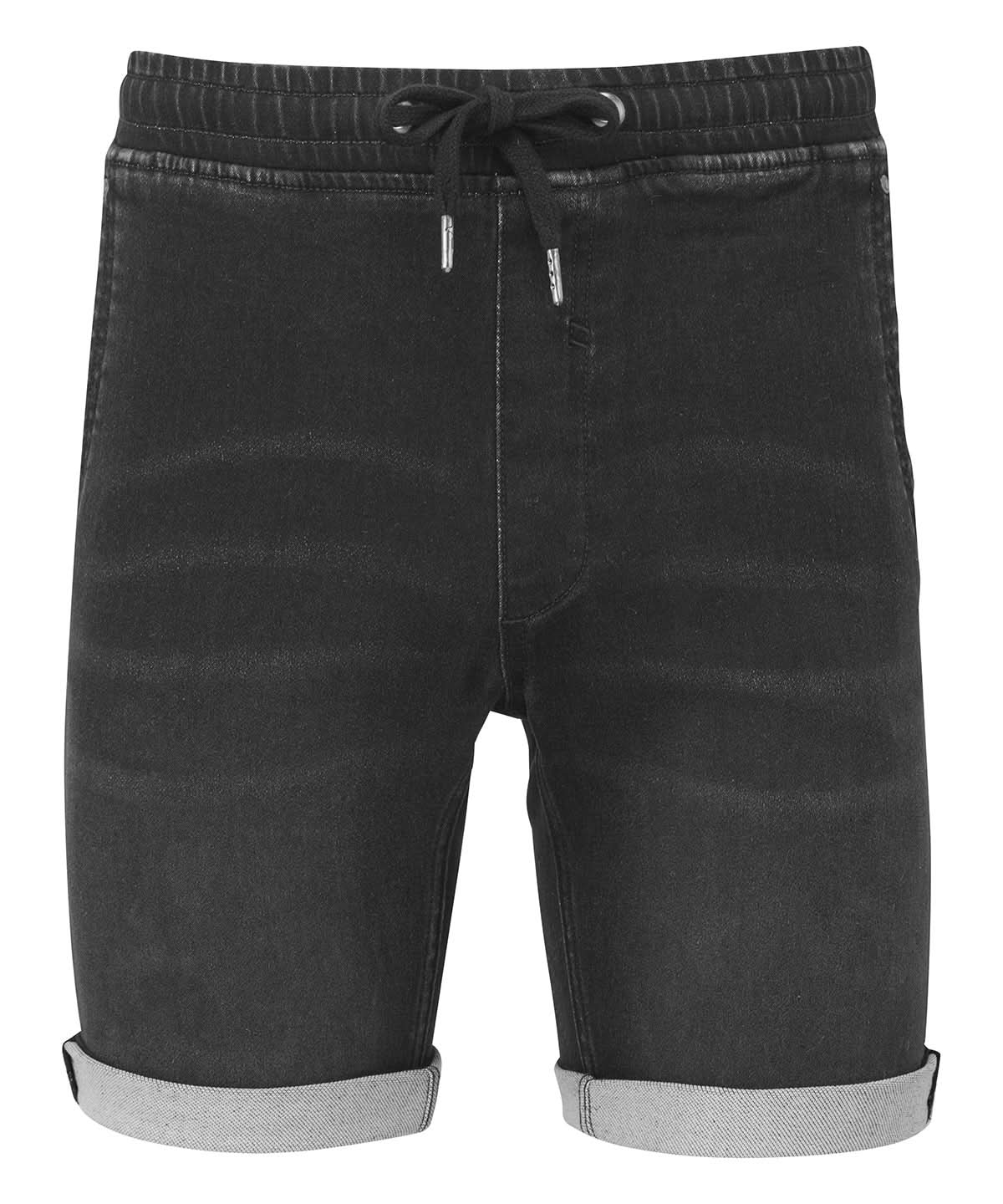 Wombat Mens Denim Drawstring Shorts WB907 - Black - Customisable Shorts