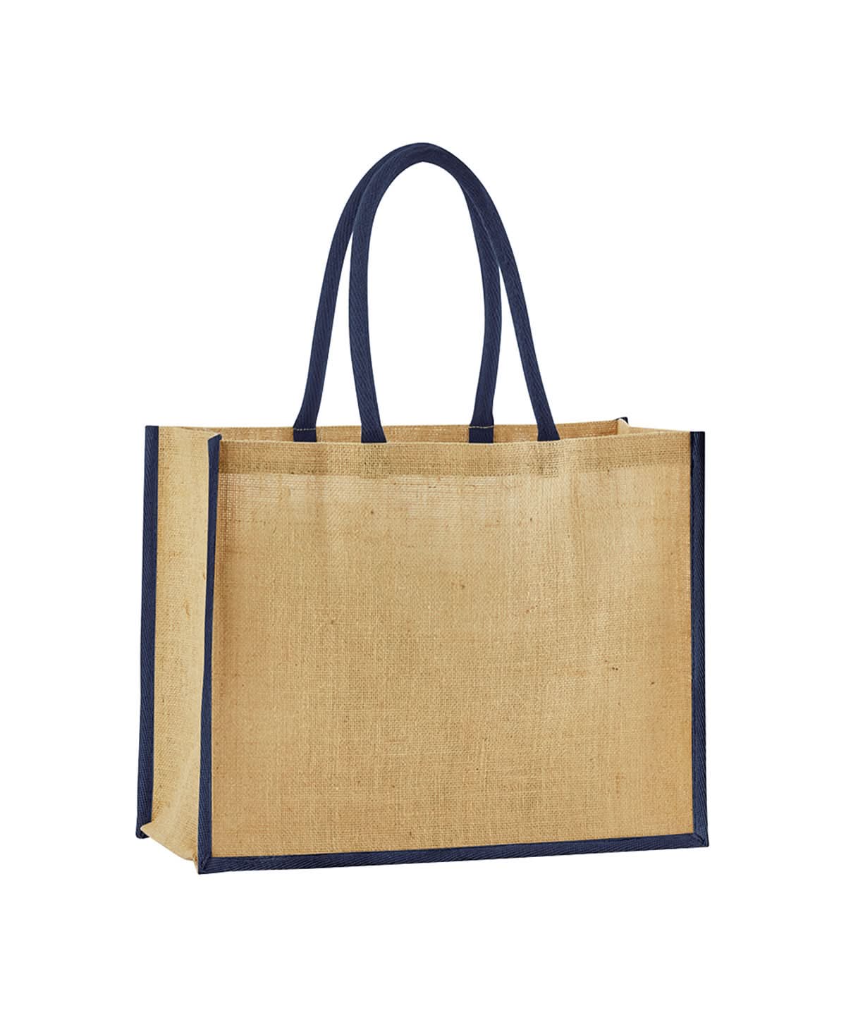 Westford Mill Natural Starched Jute Classic Shopper WM470 - Natural Navy One size - Customisable Bags