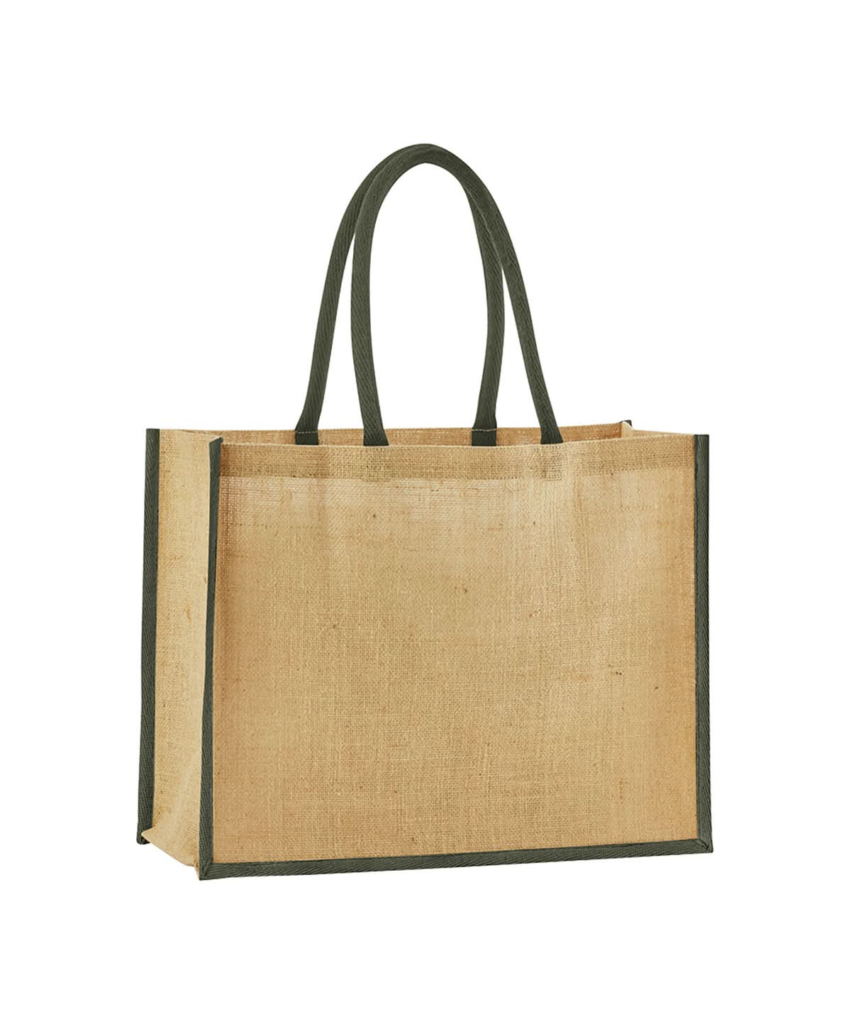 Westford Mill Natural Starched Jute Classic Shopper WM470 - Natural Olive Green One size - Customisable Bags