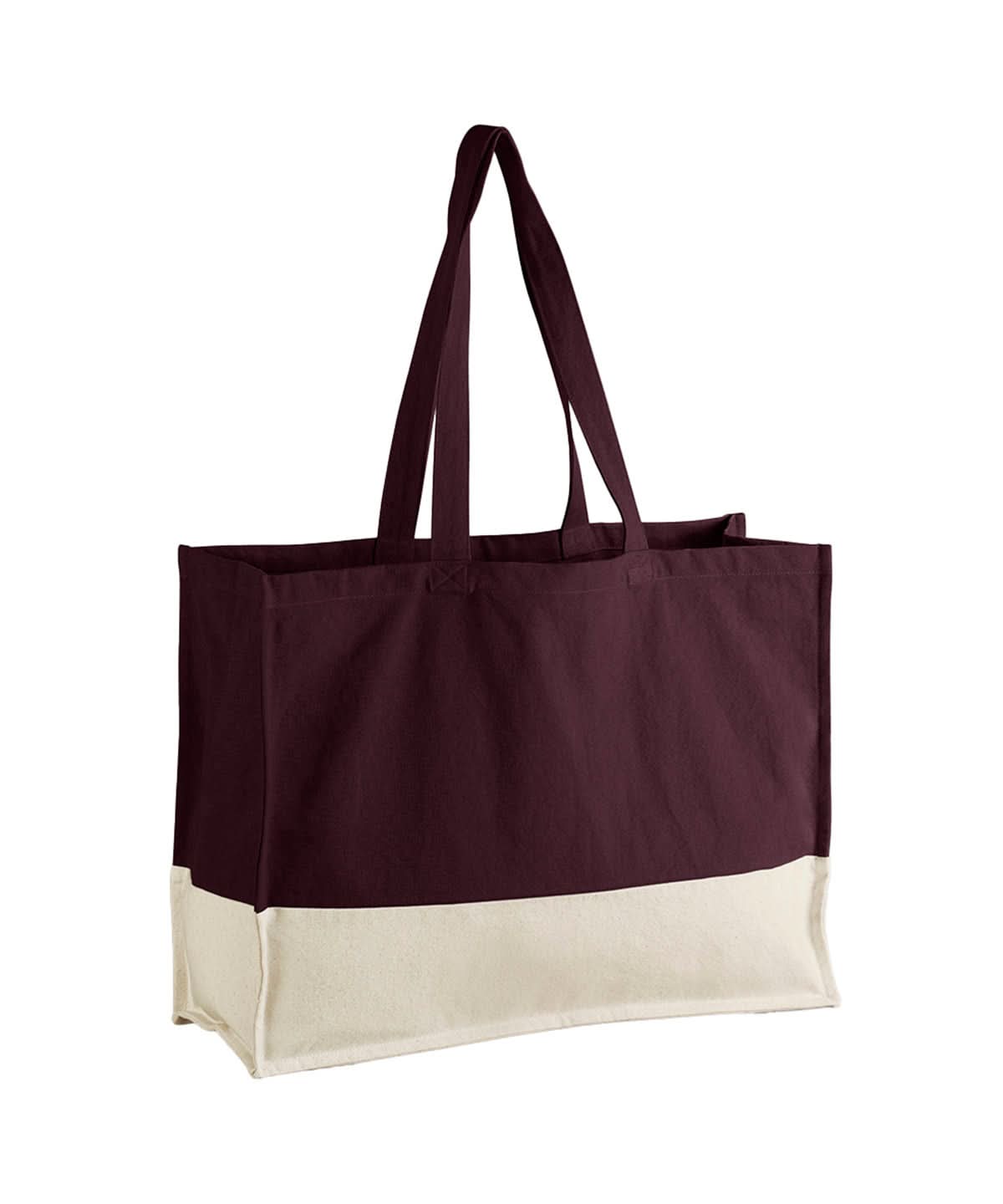 Westford Mill Earthaware Organic Contrast Shopper WM858 - Oxblood Natural One size - Customisable Bags