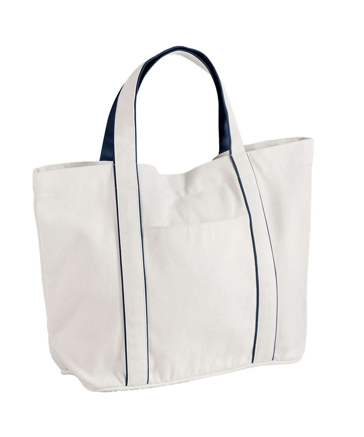 Westford Mill Courtside Medium Tote WM950 - Soft White French Navy One size - Customisable Bags