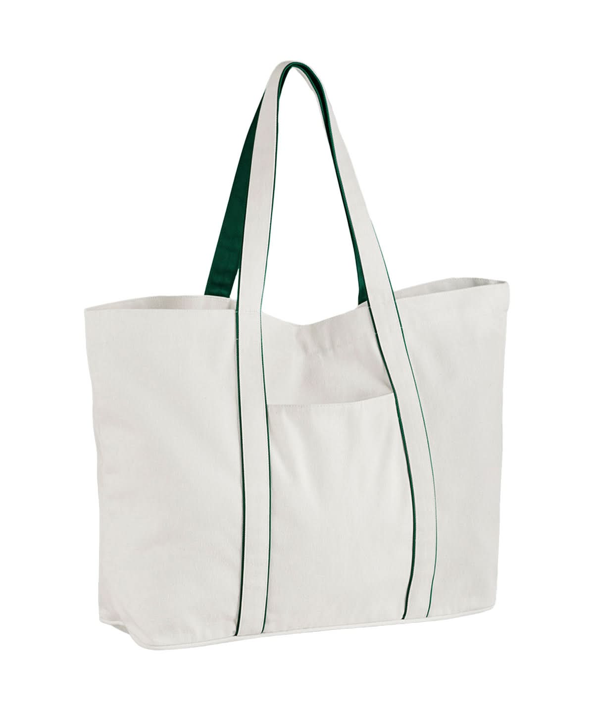 Westford Mill Courtside Large Tote WM952 - Soft White Bottle Green One Size - Customisable Bags