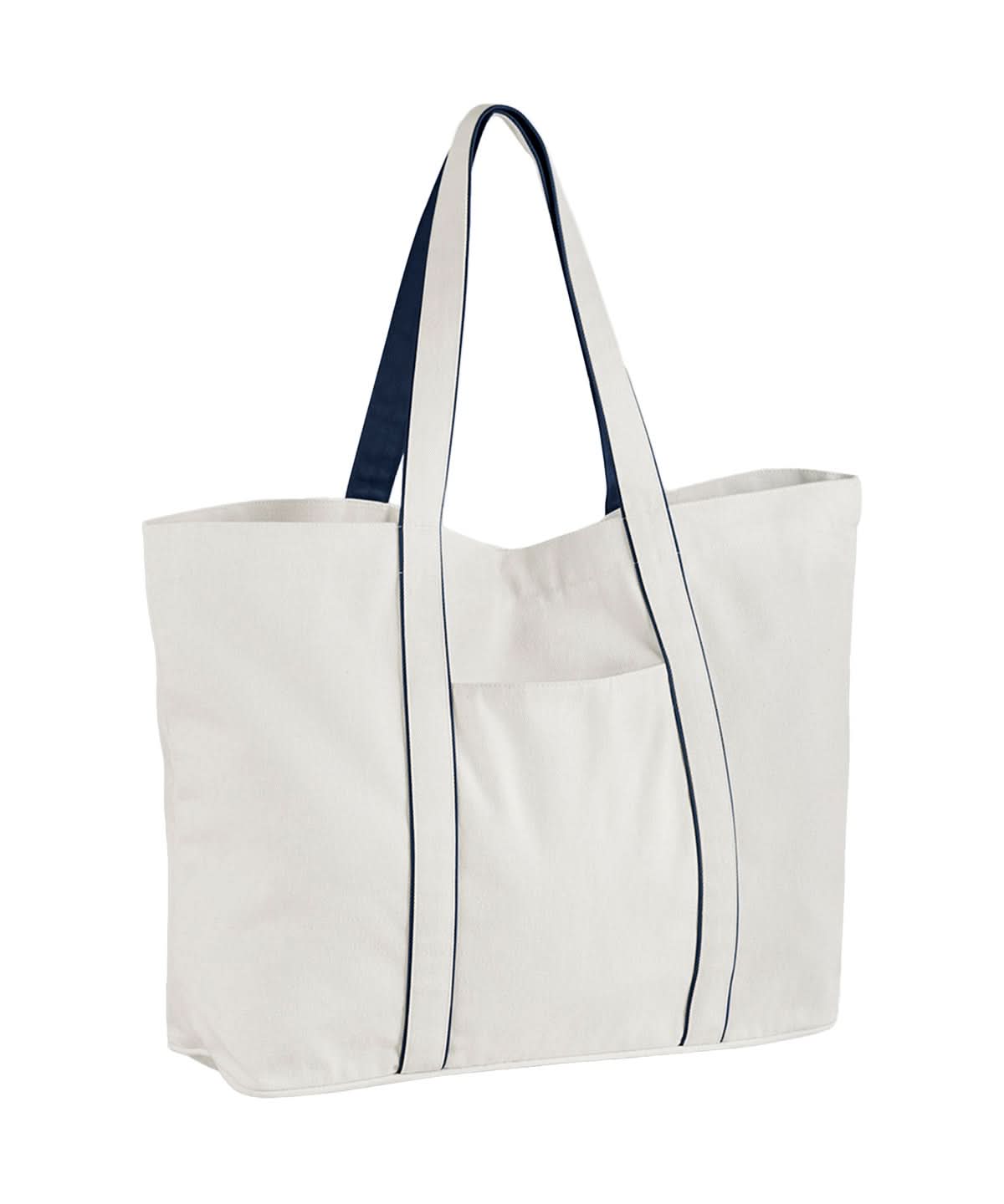 Westford Mill Courtside Large Tote WM952 - Soft White french Navy One Size - Customisable Bags