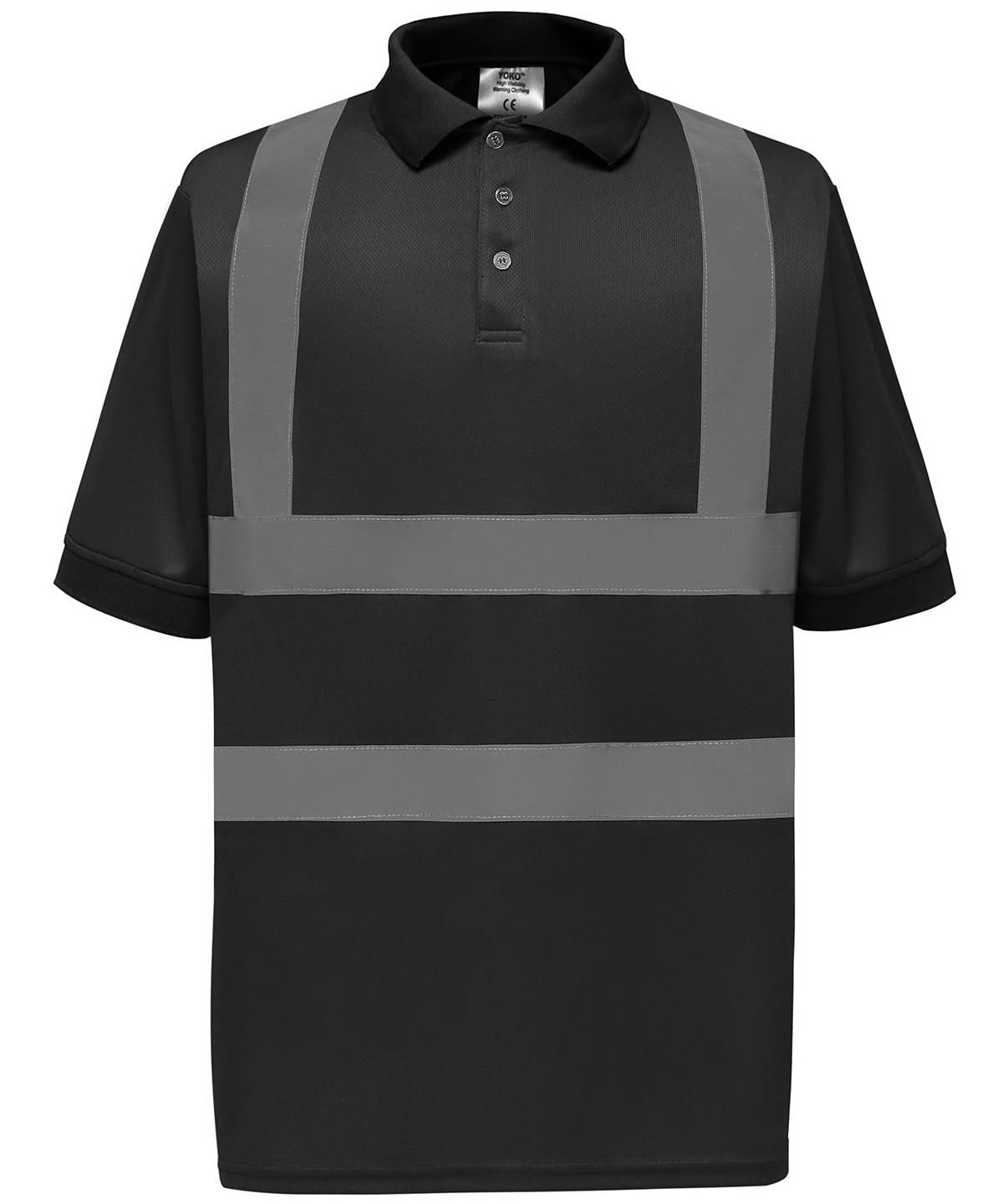Yoko HV Short Sleeve Polo Hvj210 YK020 - Black - Customisable Hi-Vis Polos
