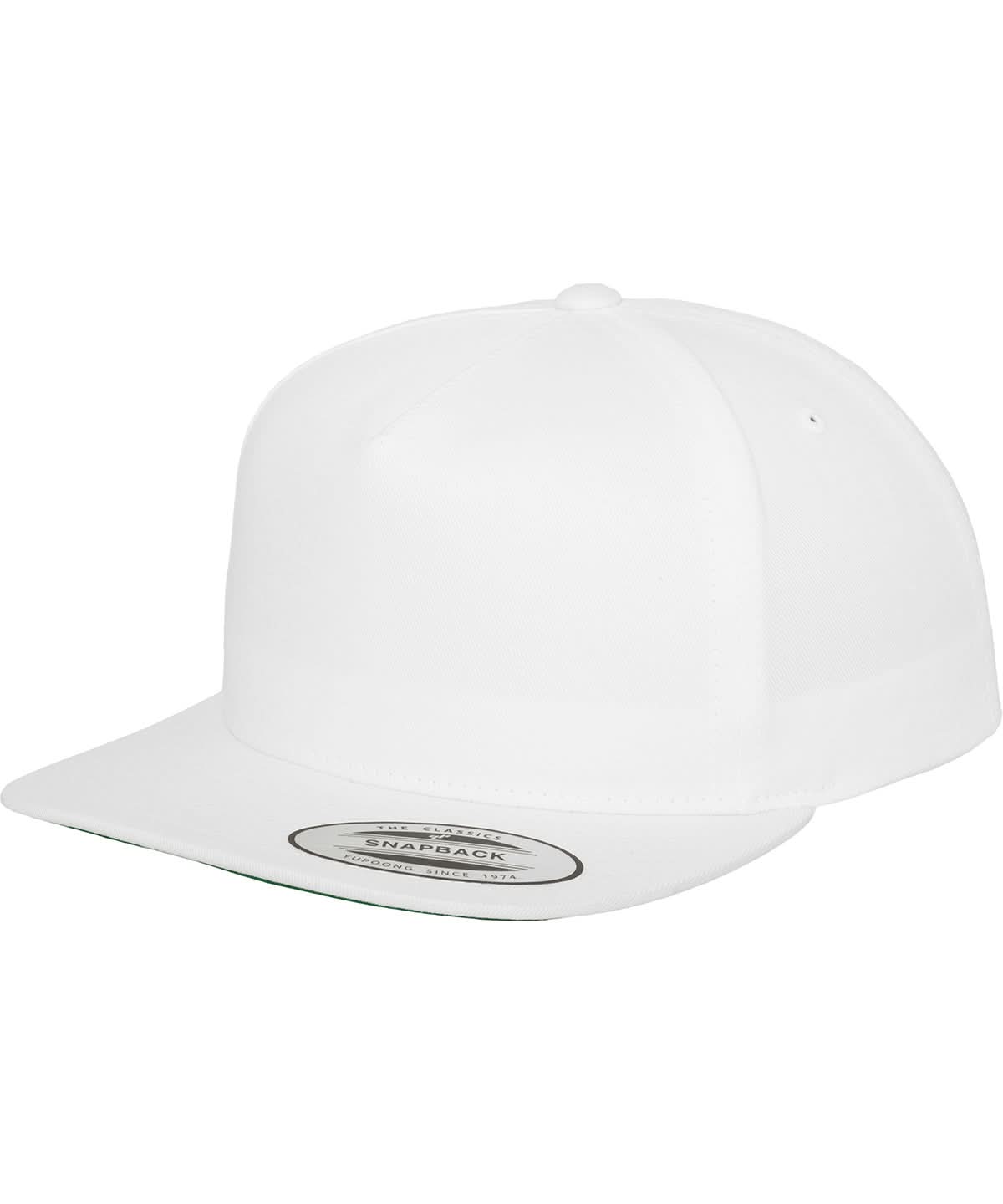 Flexfit By Yupoong Classic 5 Panel Snapback 6007 YP019 - White One Size - Customisable Caps