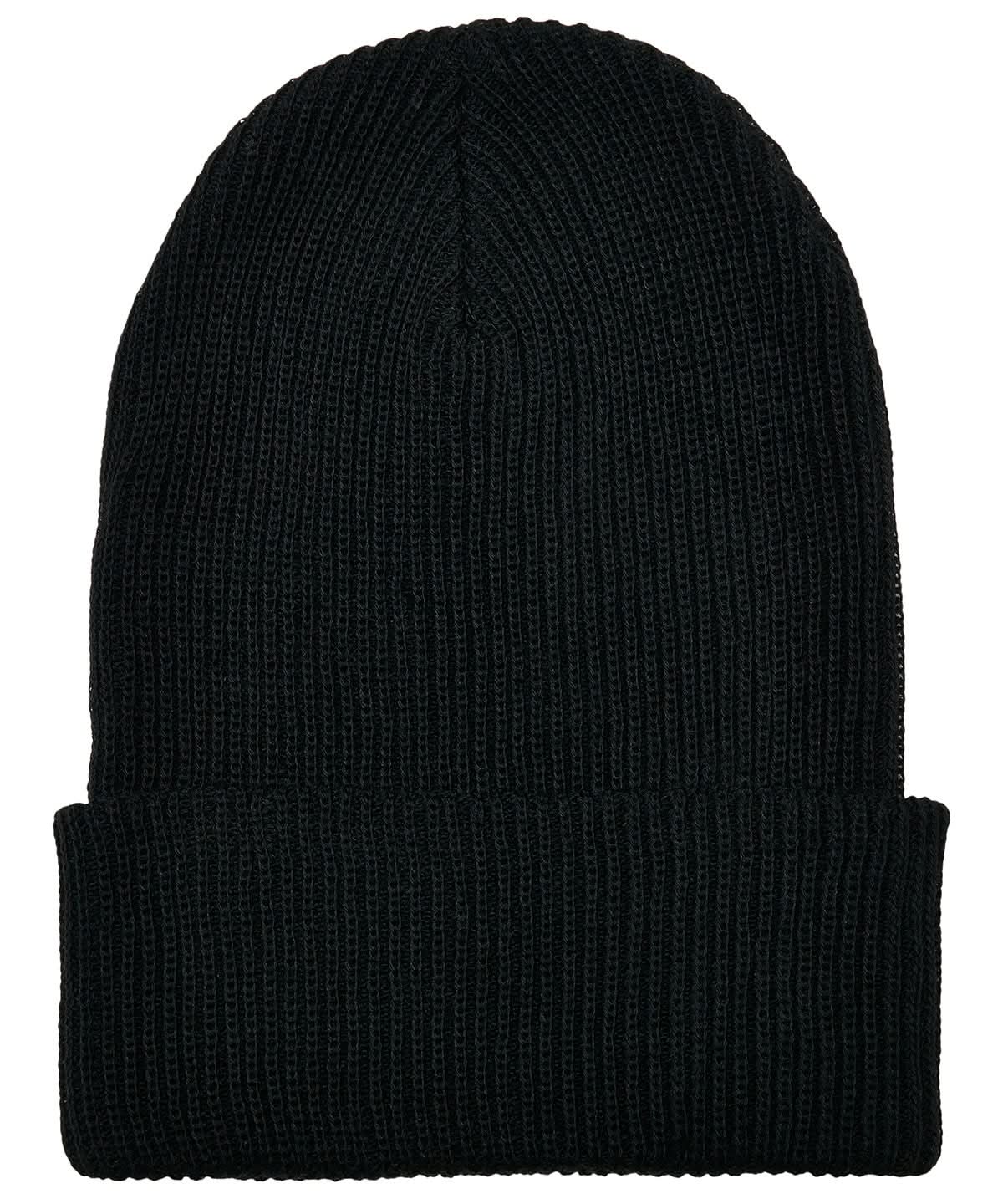 Flexfit By Yupoong Recycled Yarn Ribbed Knit Beanie 1504Ry YP191 - Black One size - Customisable Beanies