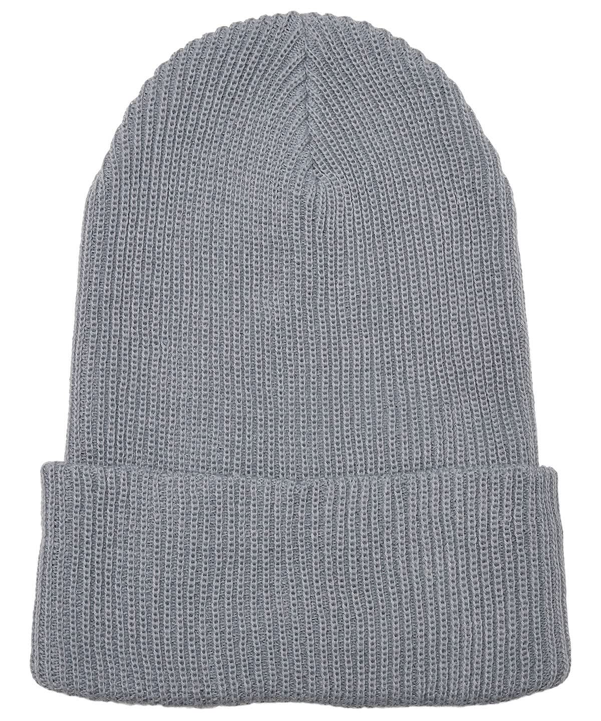 Flexfit By Yupoong Recycled Yarn Ribbed Knit Beanie 1504Ry YP191 - Grey One size - Customisable Beanies