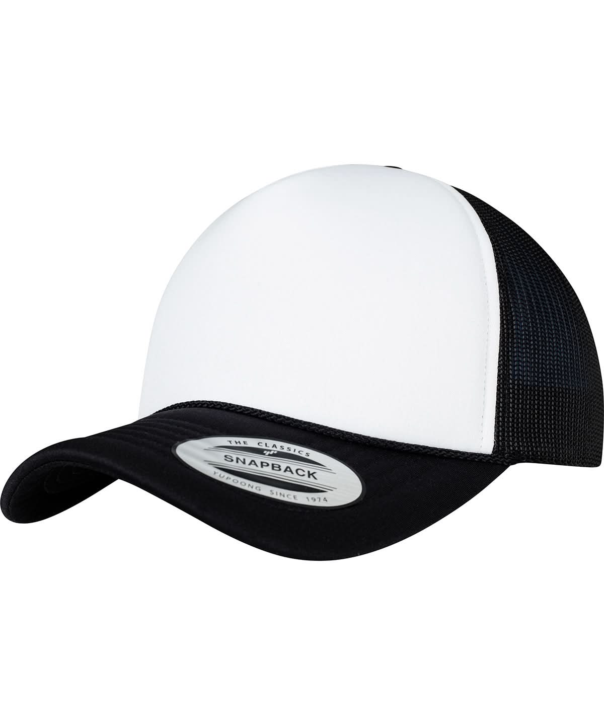 Flexfit By Yupoong Foam Trucker Cap Curved Visor 6005Fc YP208 - Black White Black One size - Customisable Caps