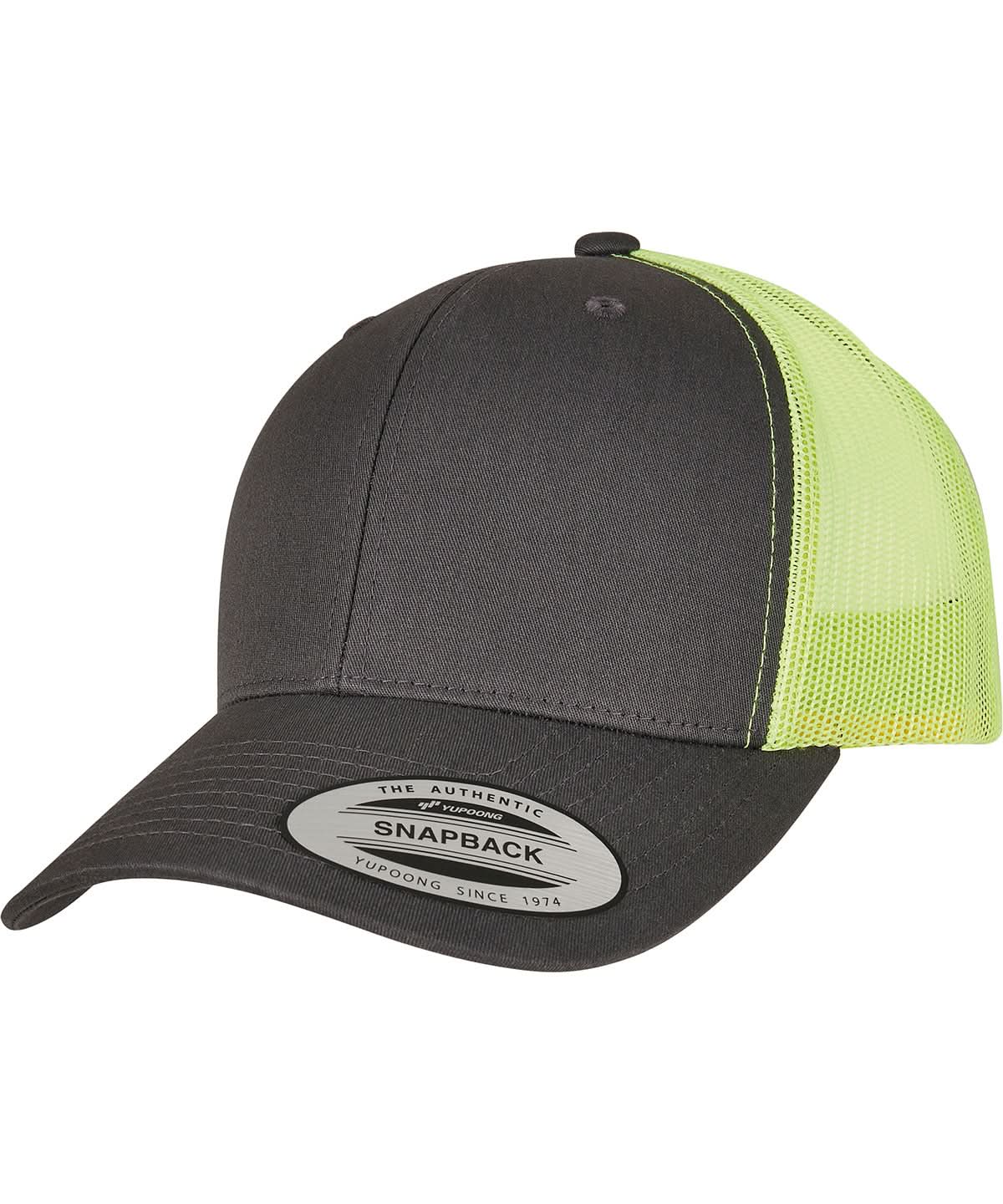 Flexfit By Yupoong Retro Trucker 2 Tone 6606T YP237 - Charcoal Neon Green One size - Customisable Caps