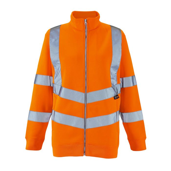 Supertouch - Ladies Hi Vis Orange Eshaal Zipped Sweatshirt - HV315 - - Customisable Top