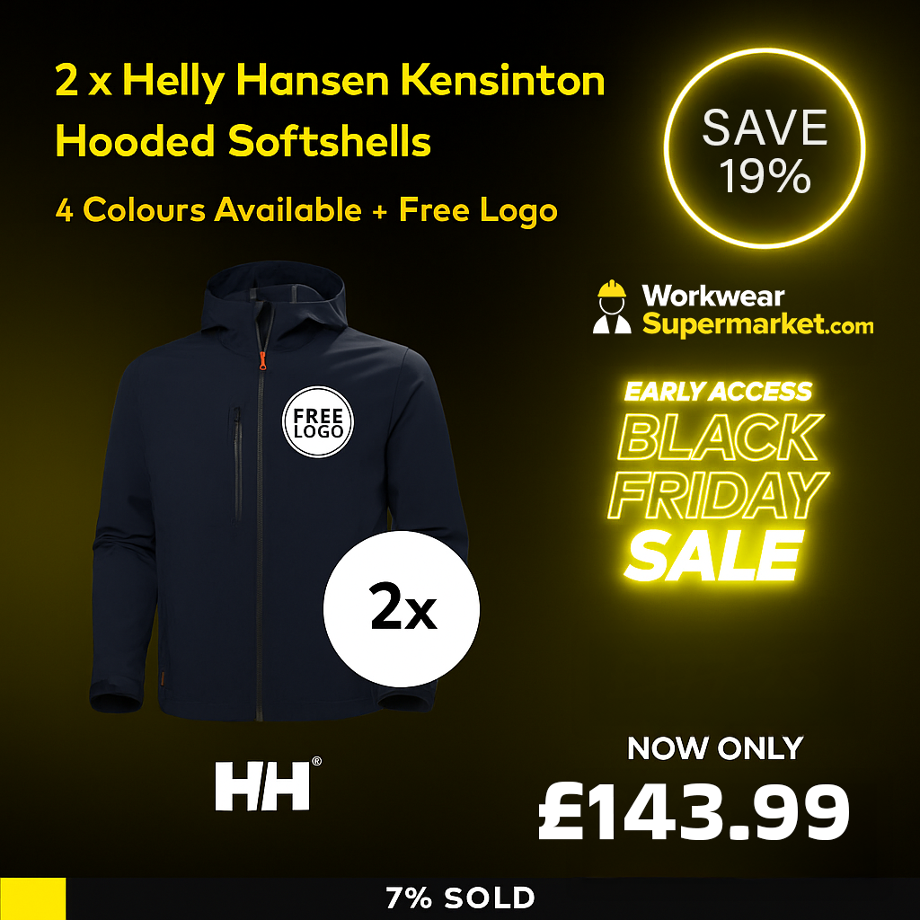 2 x Premium Quality Helly Hansen Kensington Hooded Softshell Jackets + Free Logo - 74231