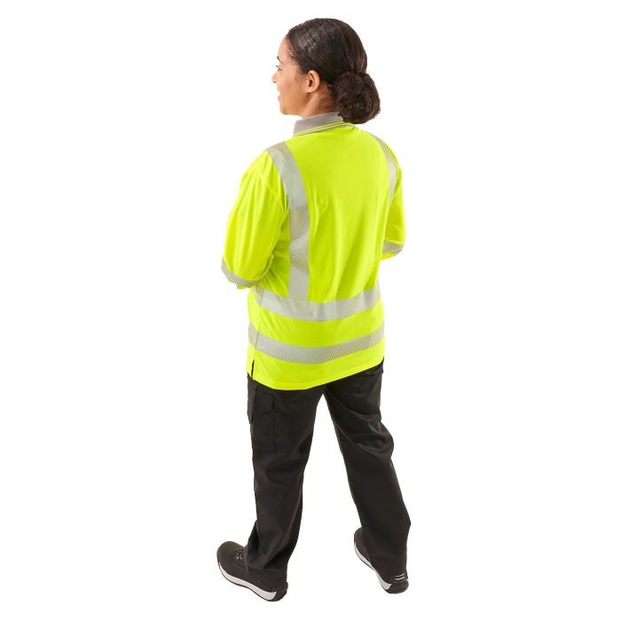 Supertouch - Ladies Hi Vis Yellow Jaya Birds Eye Polo - HV306 - - Customisable Shirt