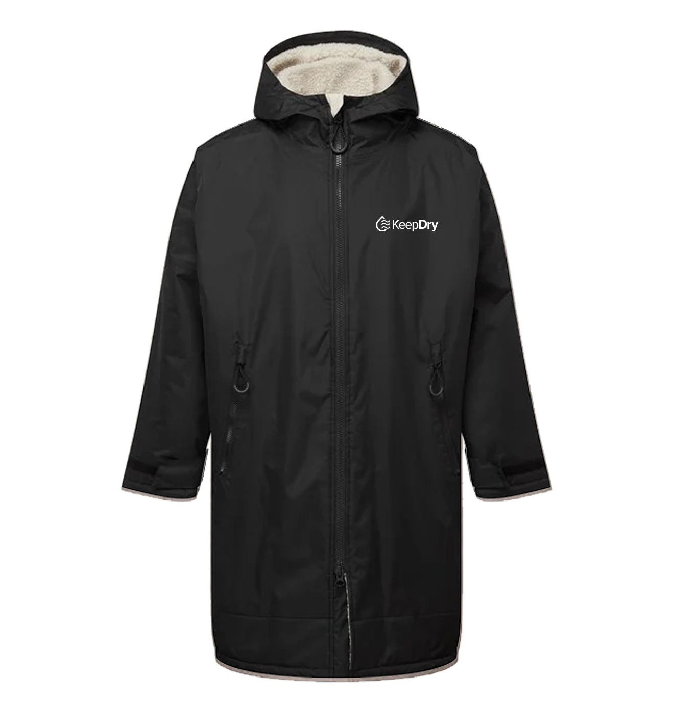 KeepDry All Weather Dry Robe Adults - Black Natural - Customisable Jacket