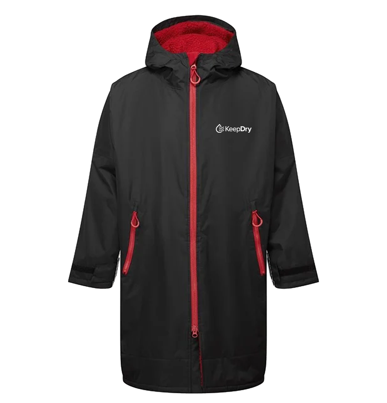 KeepDry All Weather Dry Robe Adults - Black - Customisable Jacket