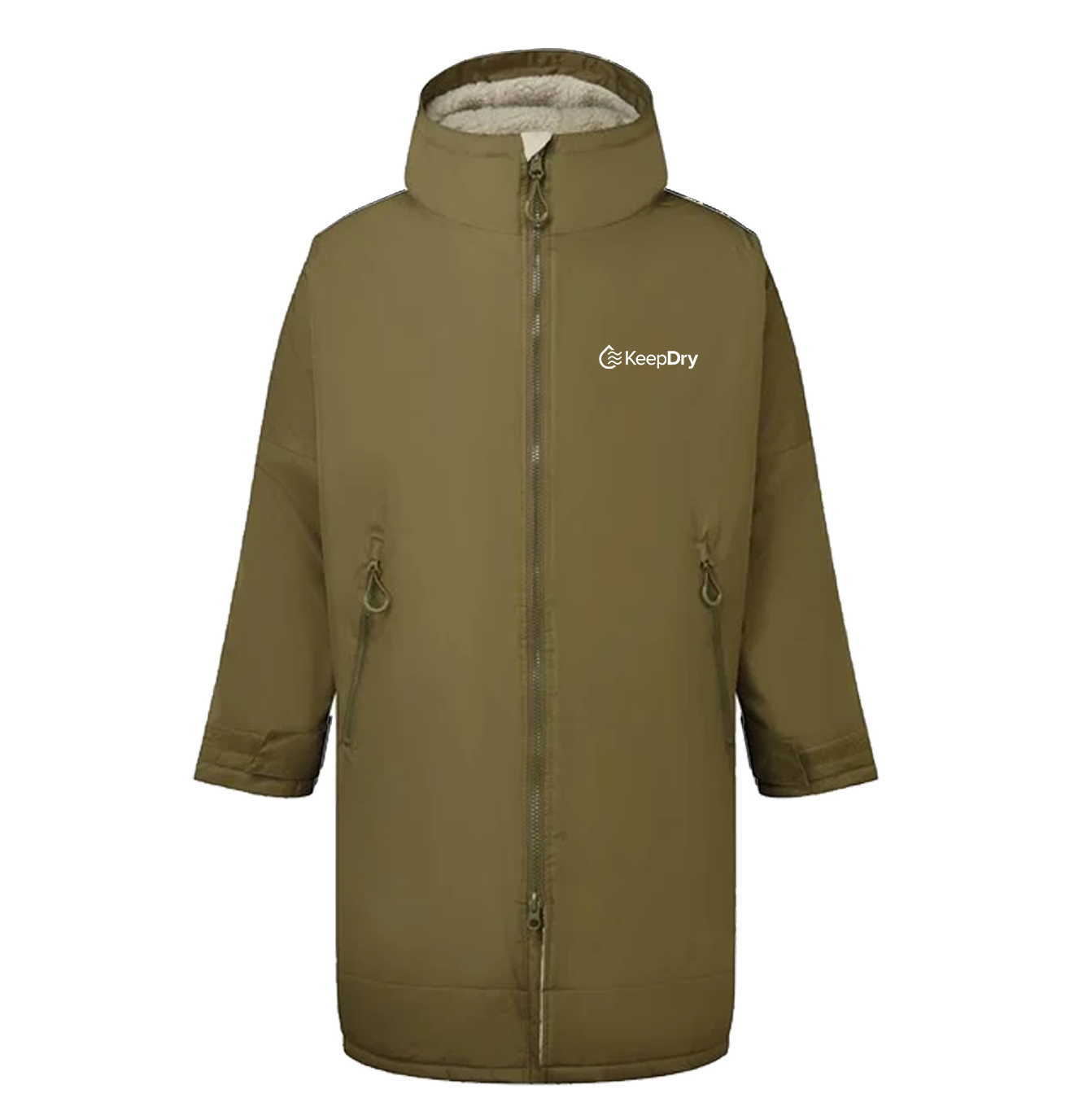 KeepDry All Weather Dry Robe Adults - Olive Natural - Customisable Jacket