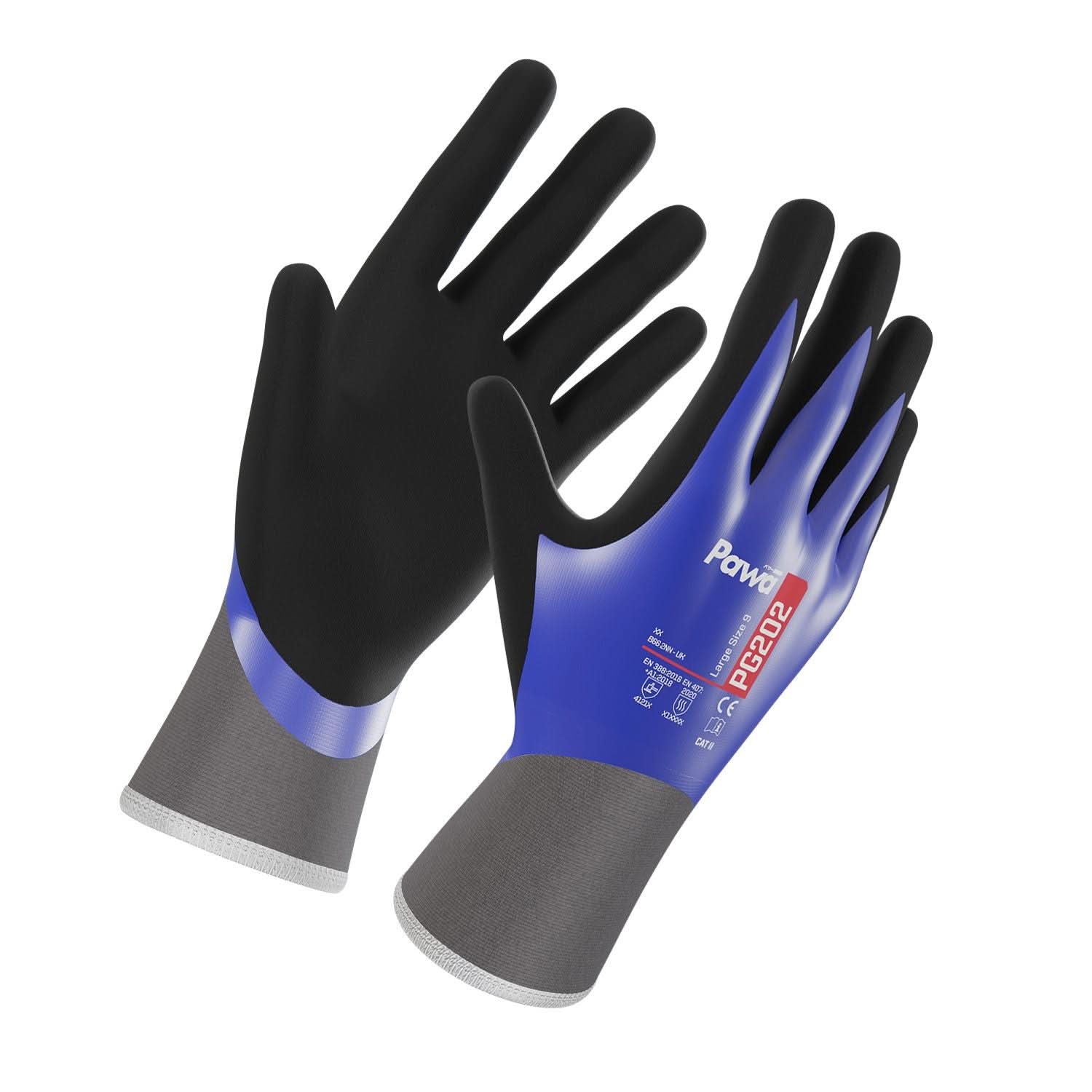 Pawa Oil Resistant Glove PG202 - Blue 2XL - Customisable PAWA