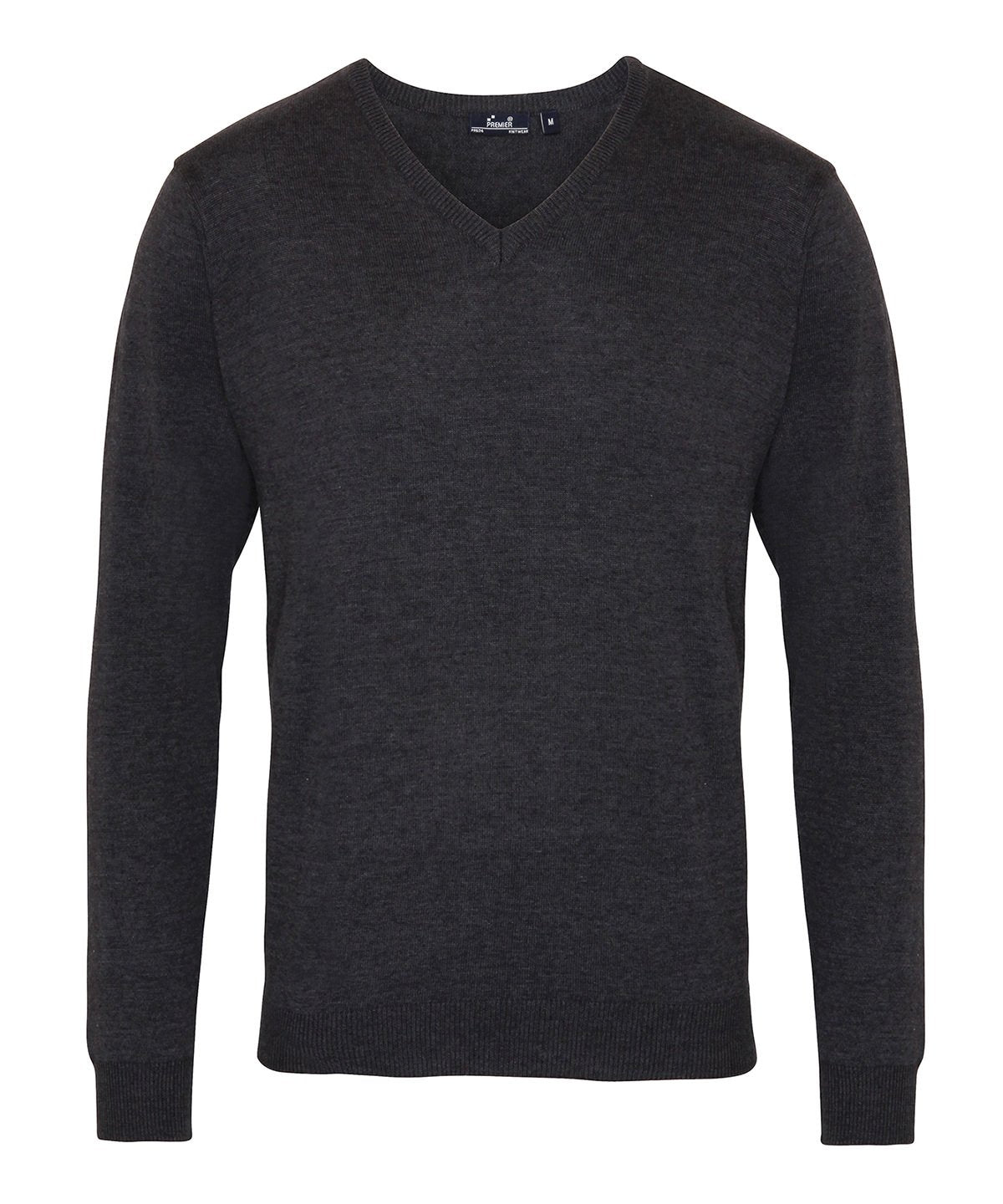 Premier - V-neck knitted sweater - PR694 - Charcoal* - Customisable Knitted Jumpers