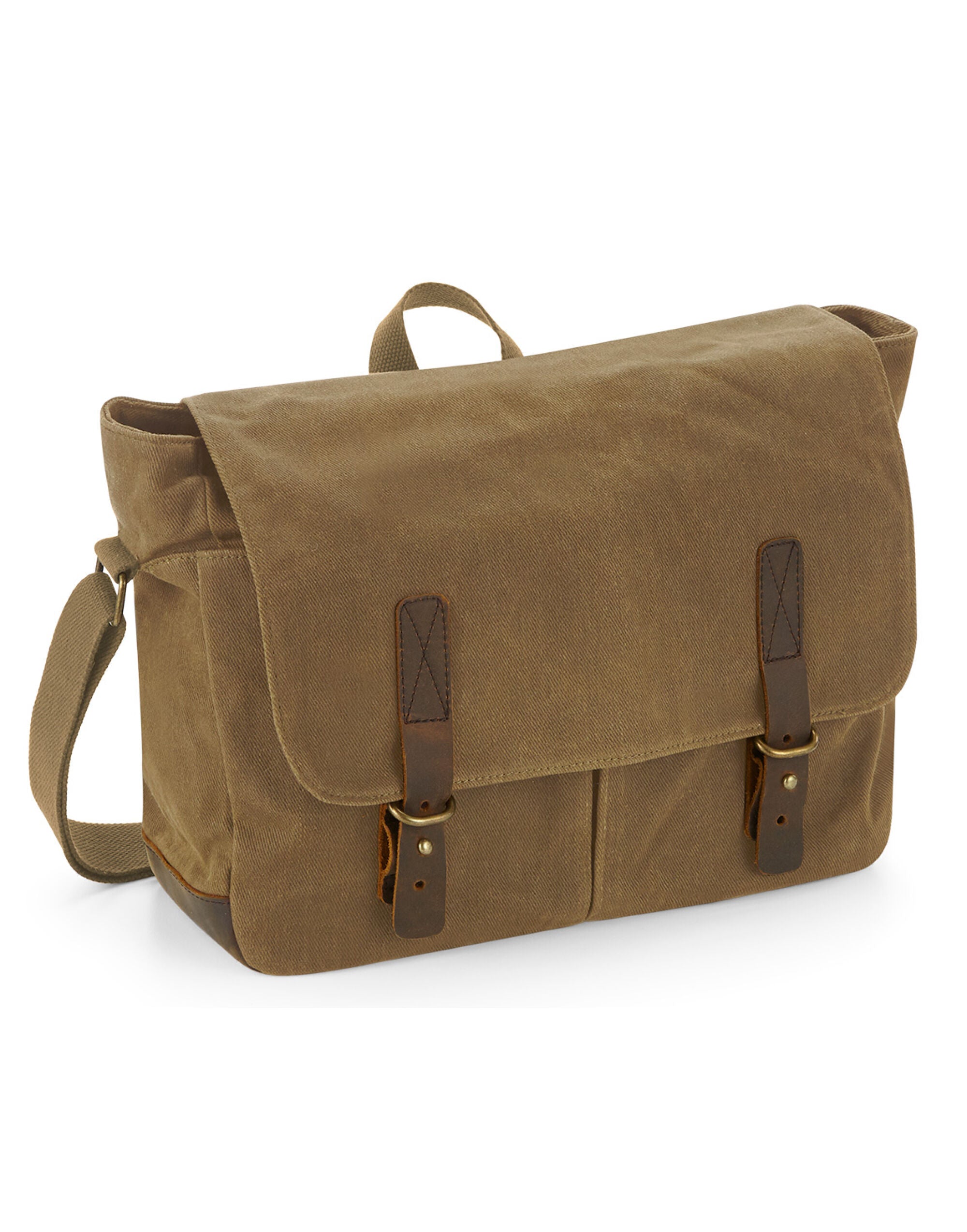 Quadra Heritage Waxed Canvas Messenger qd653 - Desert Sand O S - Customisable Bags