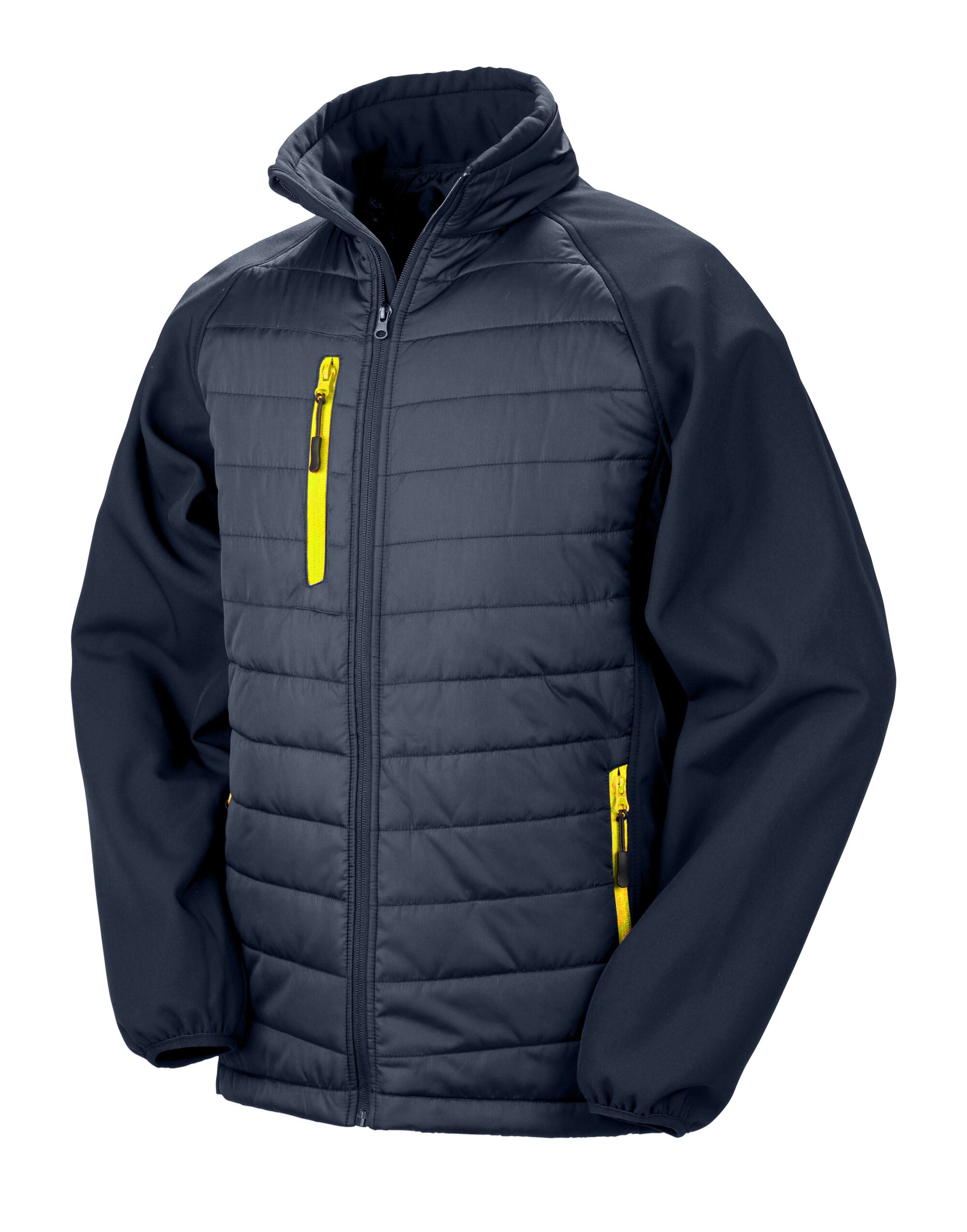 Result Black Compass Softshell Jacket R237X - Navy Yellow - Customisable Softshell Jacket