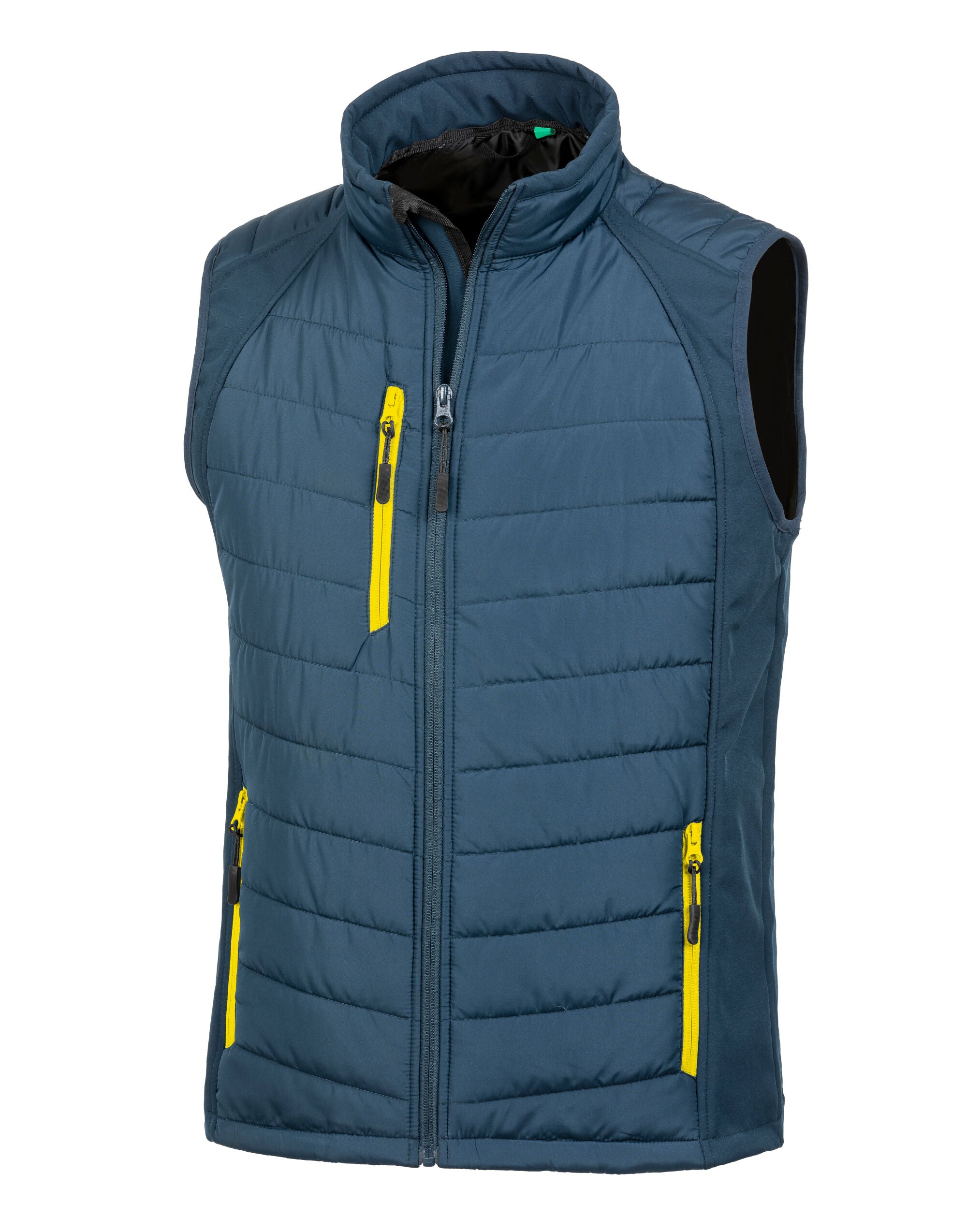 Result Black Compass Softshell Gilet R238X - Navy Yellow - Customisable Bodywarmer