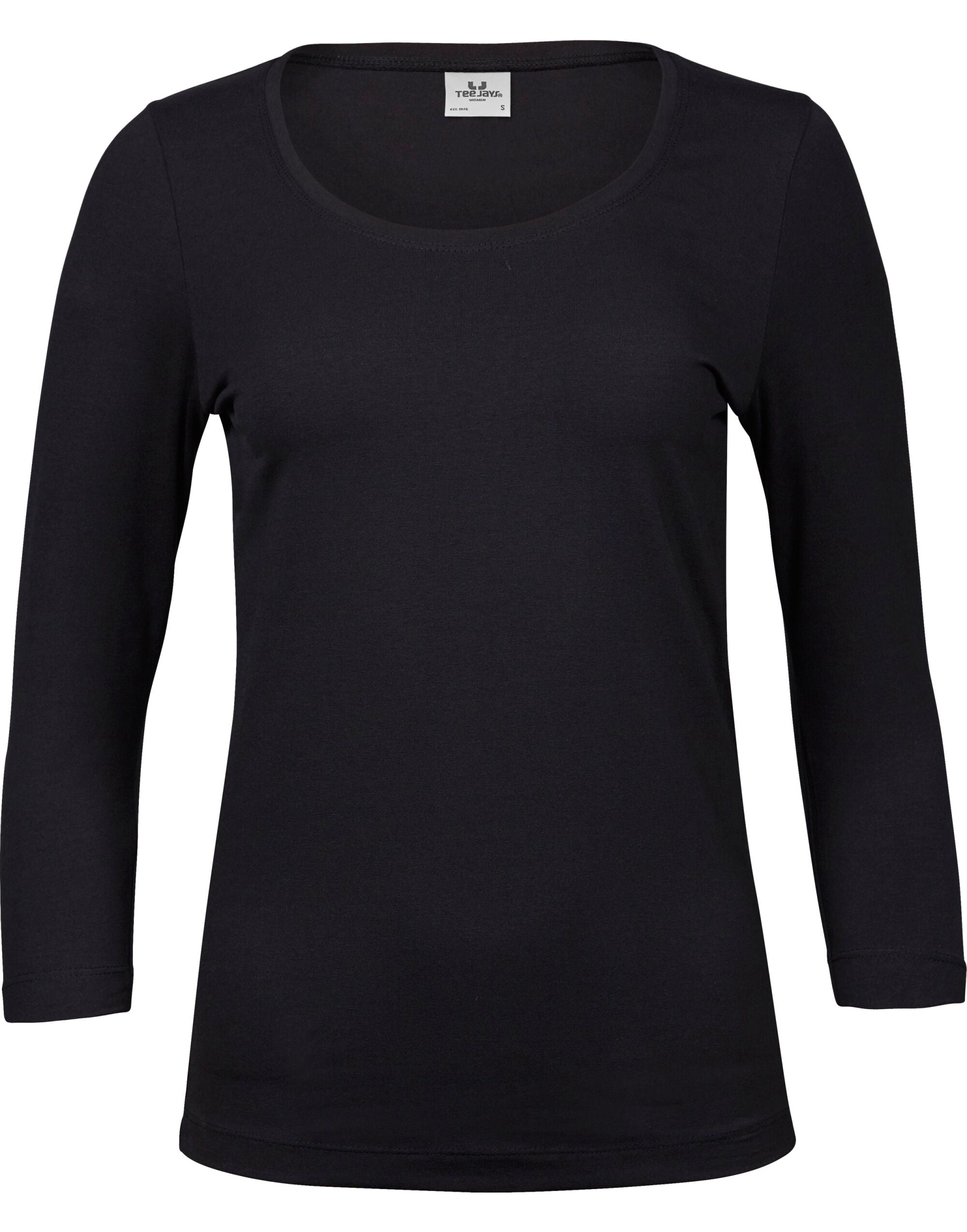 Tee Jays Ladies 3/4 Sleeve Stretch Tee TJ460 - Black - Customisable T-Shirts