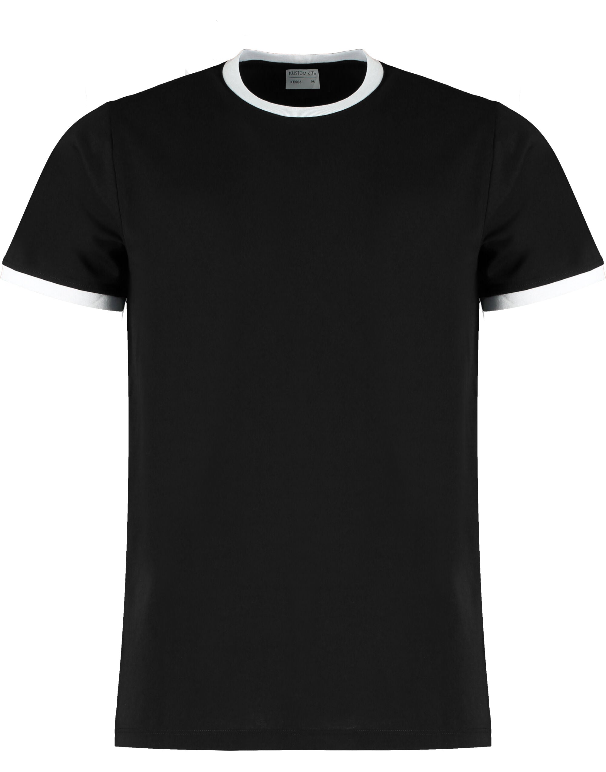 Kustom Kit Mens Fashion Fit Ringer Tee KK508 - Black White - Customisable T-Shirts