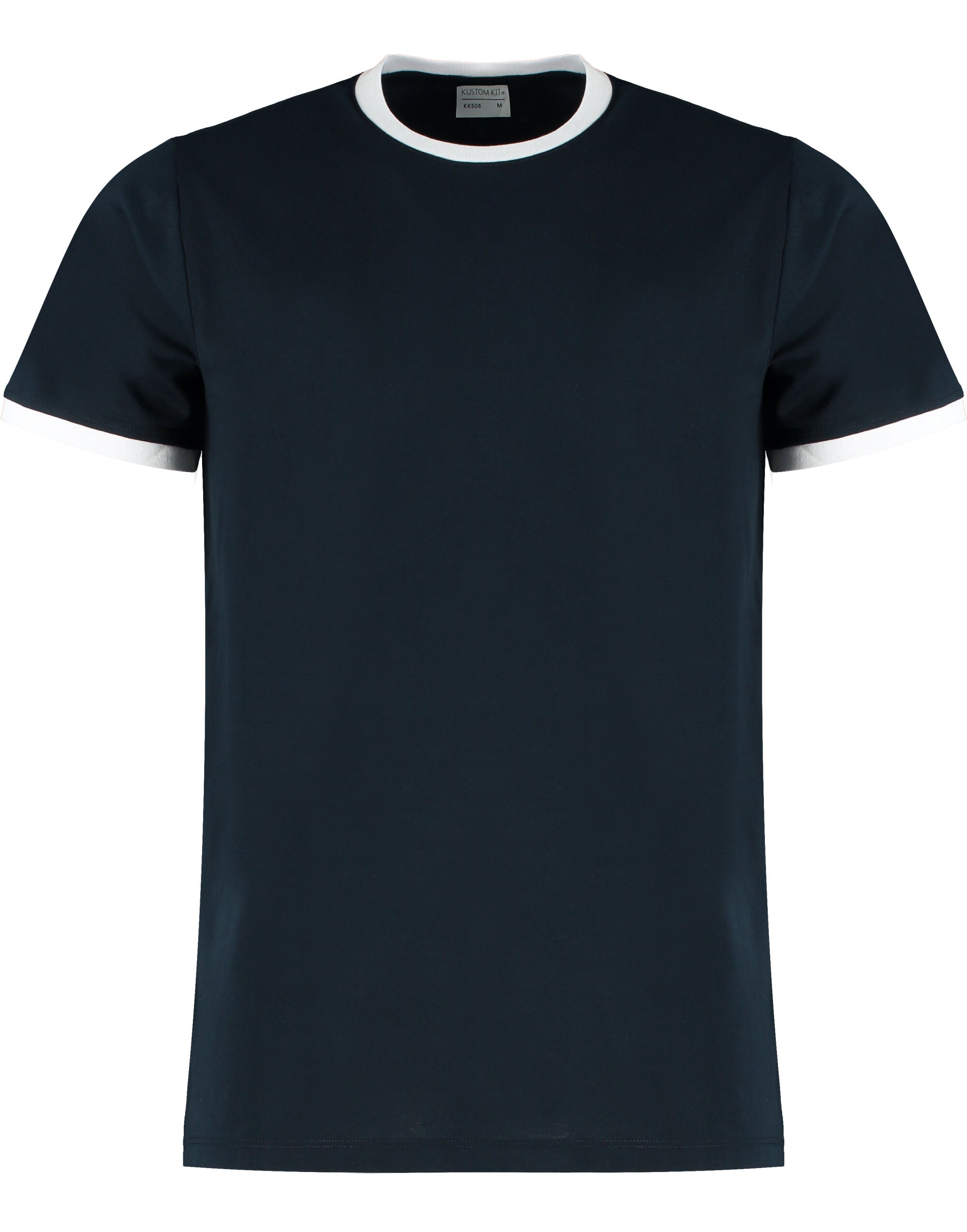 Kustom Kit Mens Fashion Fit Ringer Tee KK508 - Navy White - Customisable T-Shirts