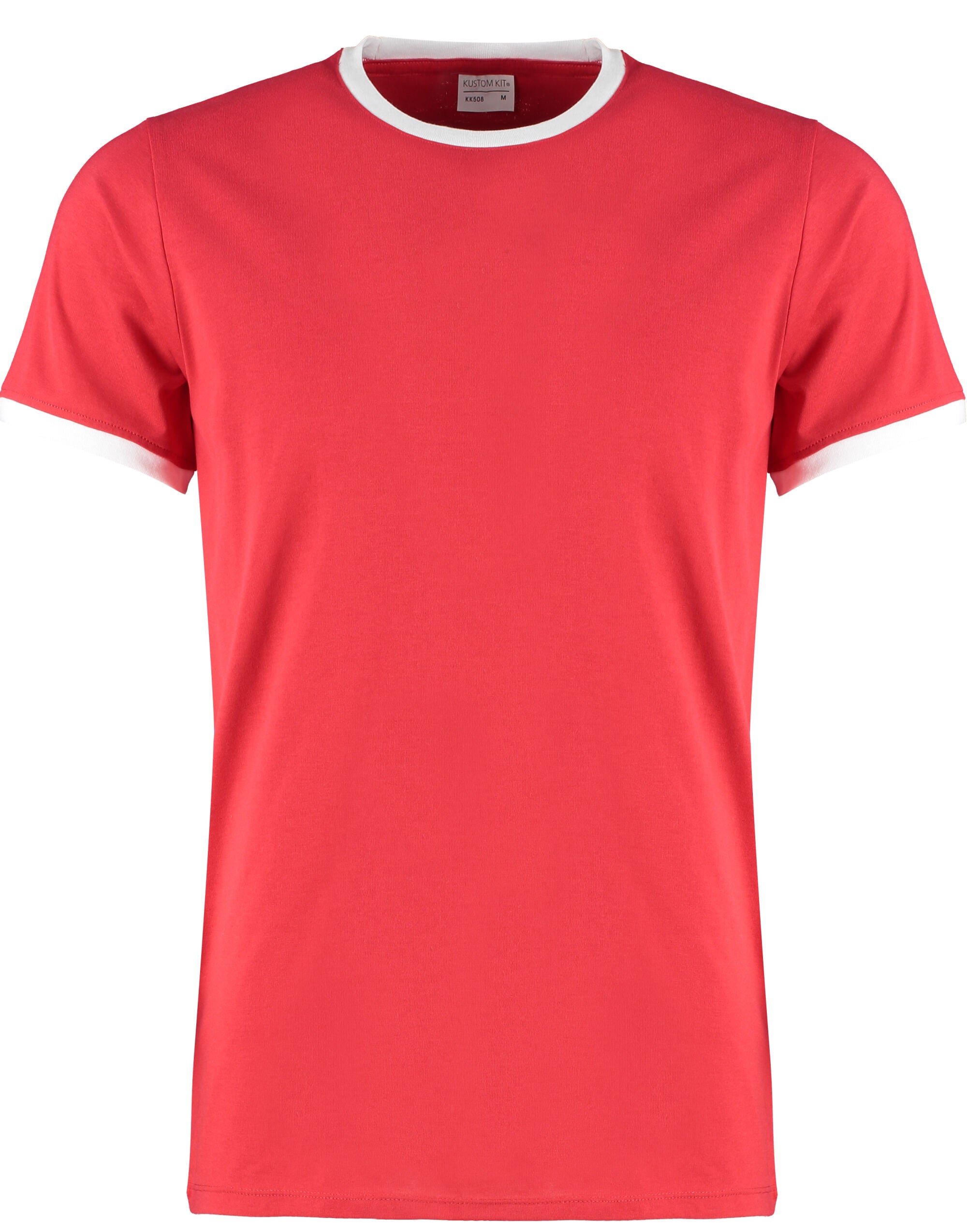 Kustom Kit Mens Fashion Fit Ringer Tee KK508 - Red White - Customisable T-Shirts