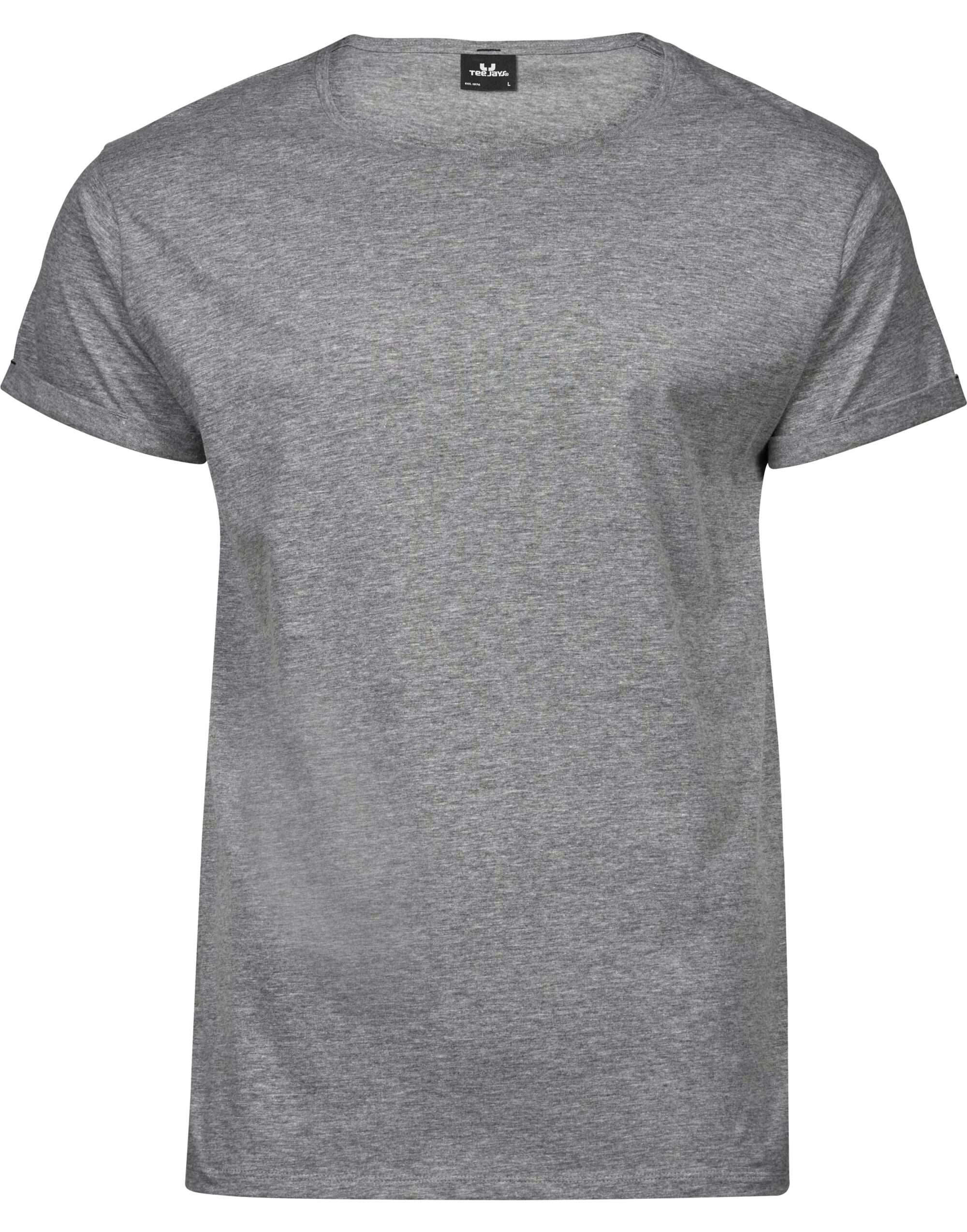 Tee Jays Mens Roll Up Sleeve Tee TJ5062 - Heather Grey - Customisable T-Shirts