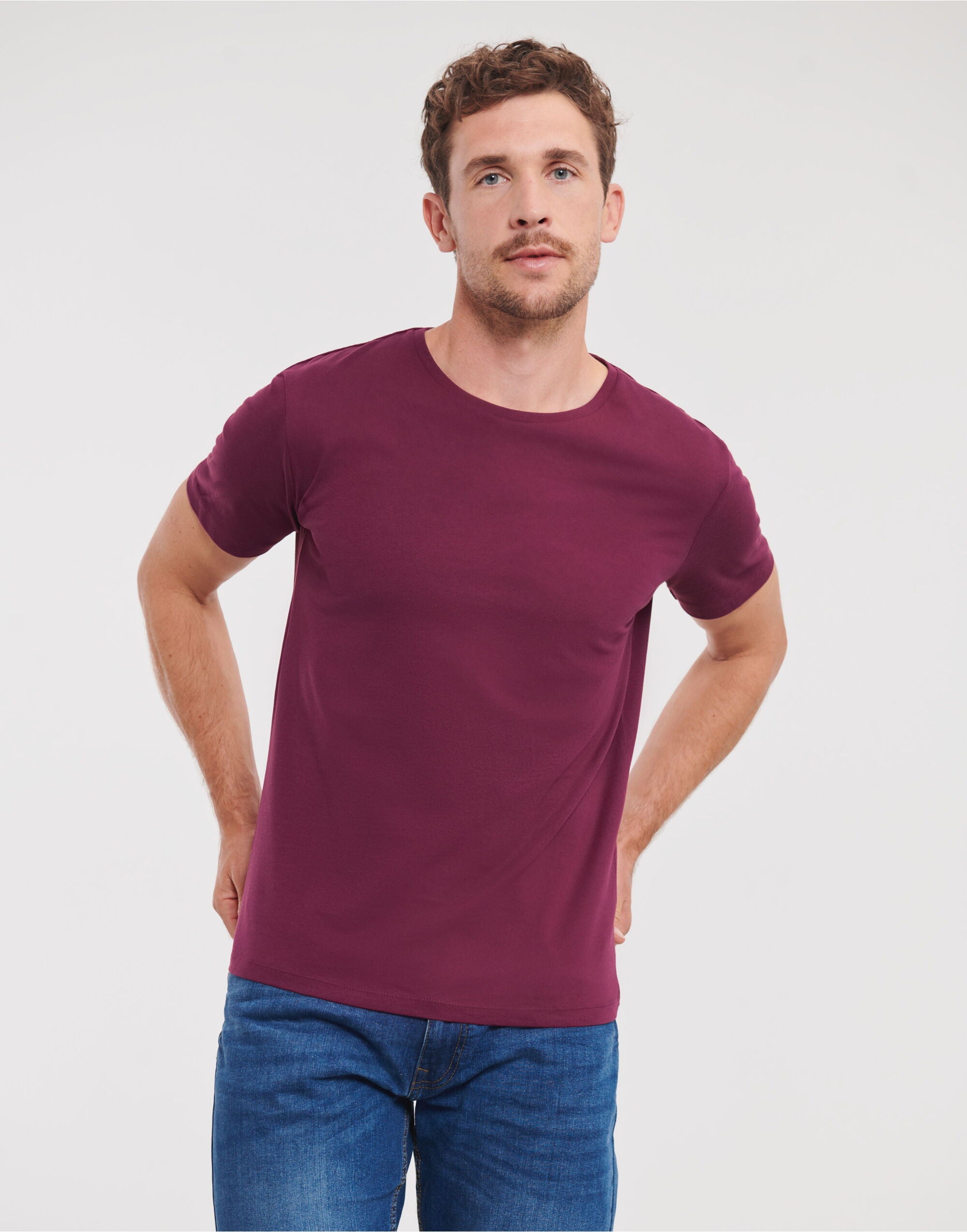 Russell Short Sleeve Collection Russell Short Sleeve Mens Pure Organic T R108M - Burgundy - Customisable T-Shirts