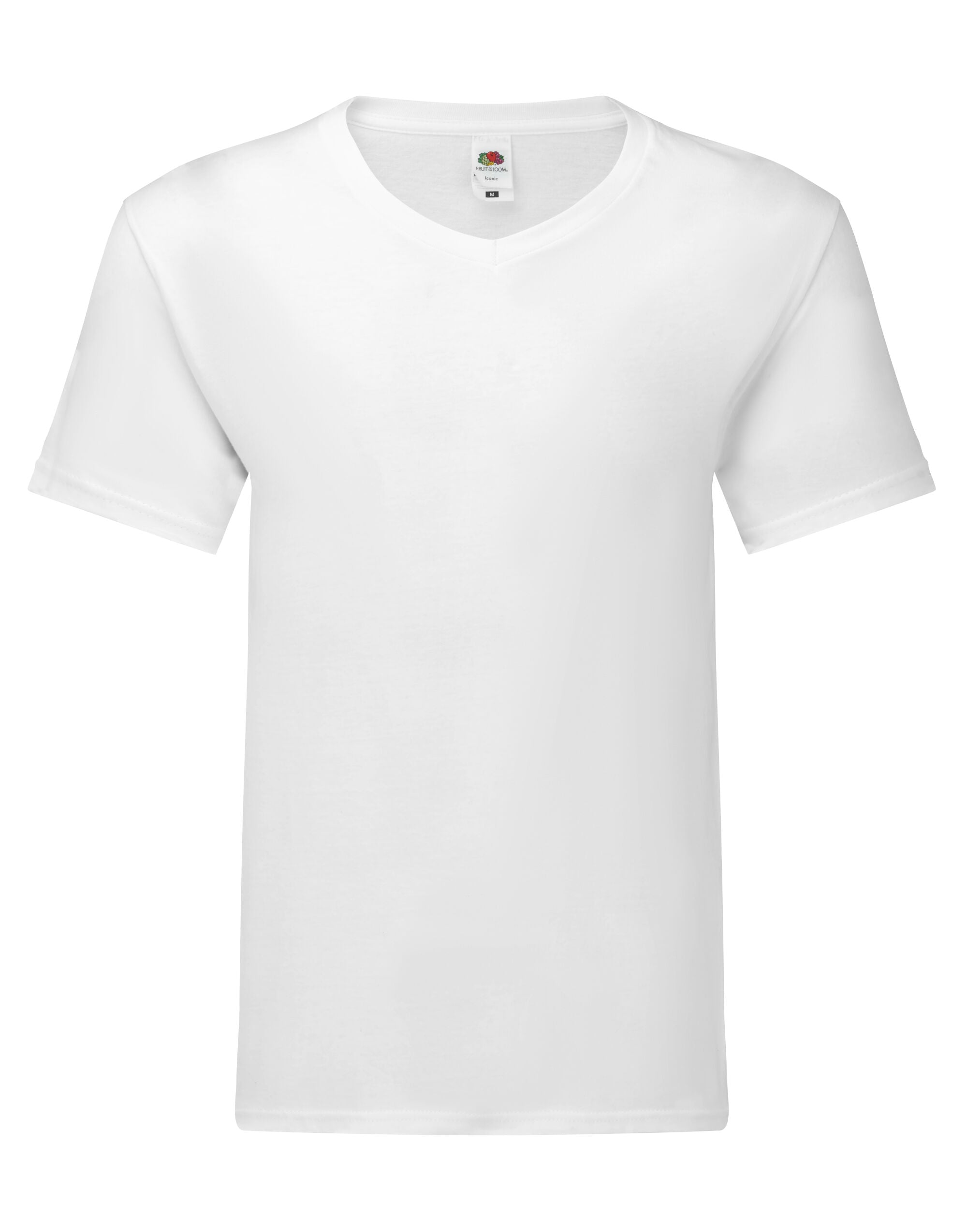 Fruit of the Loom Mens Iconic 150 V Neck T 61442 - White - Customisable T-Shirts