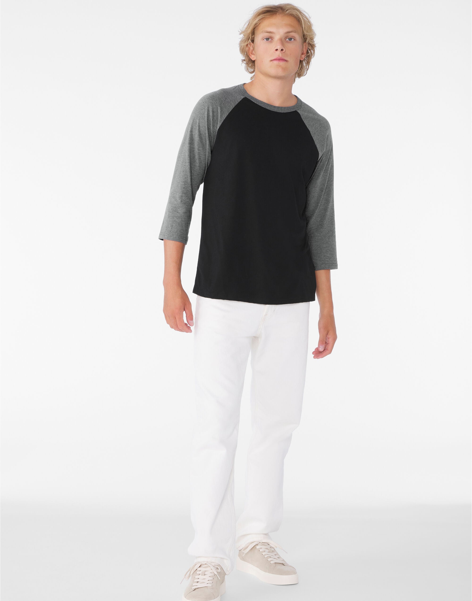 Bella Canvas Unisex 3/4 Sleeve Baseball Tee CA3200 - White - Customisable