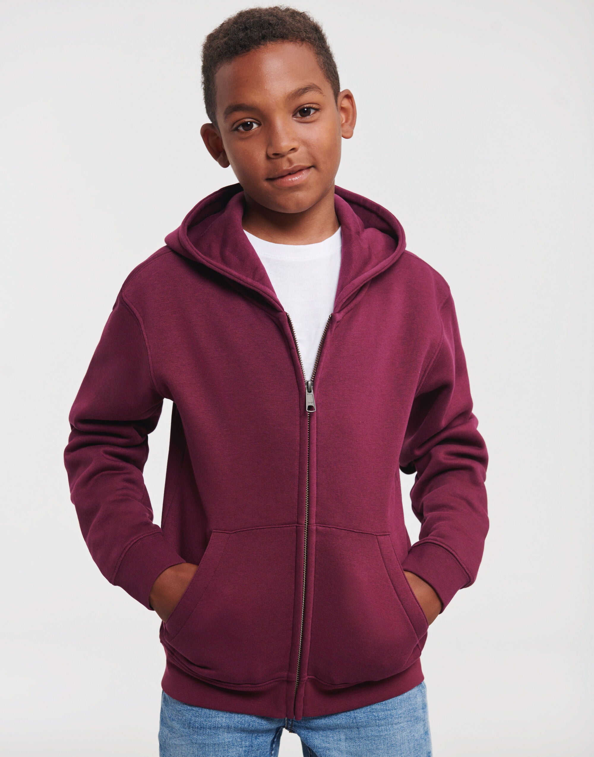 Russell Kids Authentic Zip Hood Sweat R266B - Burgundy - Customisable Sweatshirts