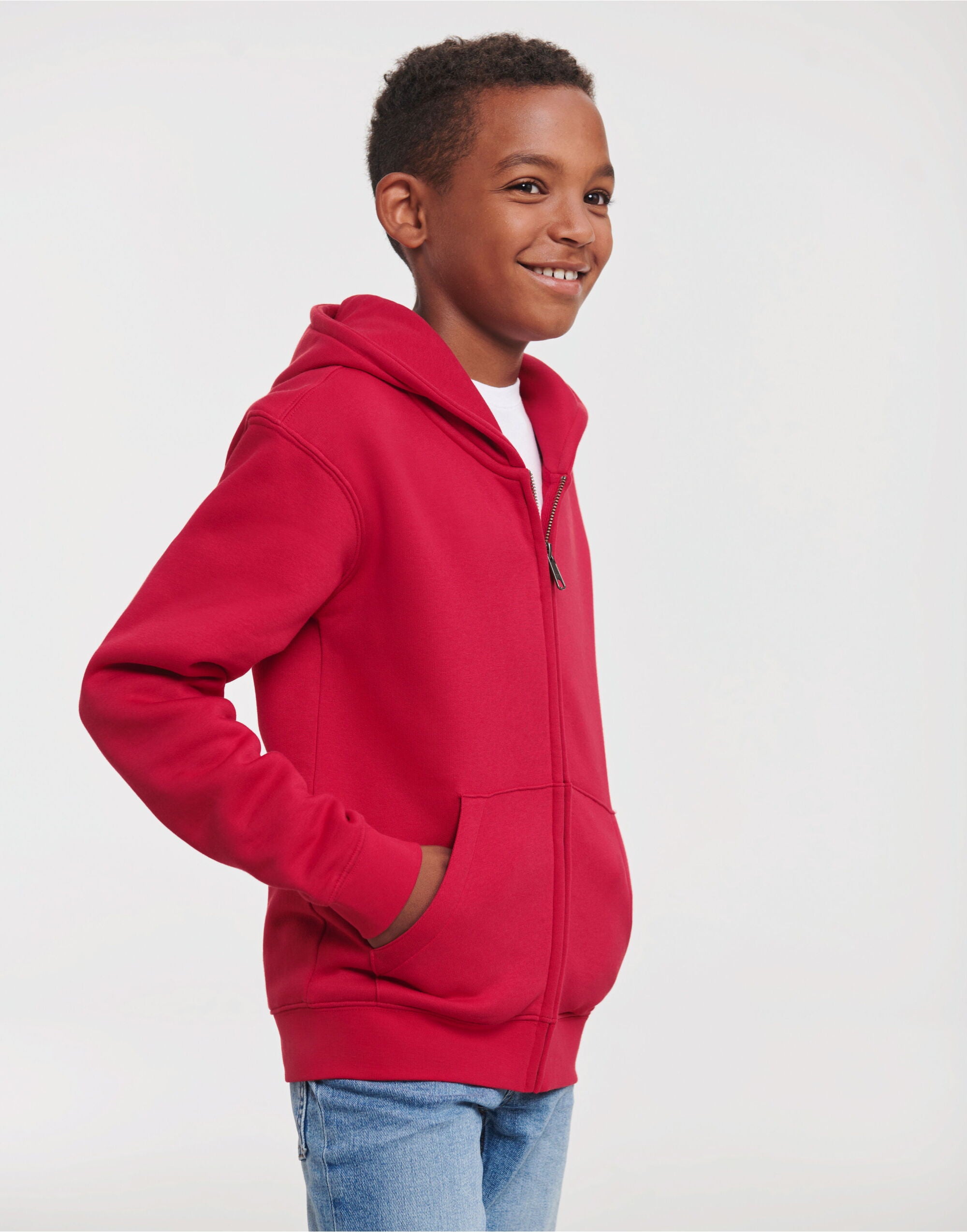 Russell Kids Authentic Zip Hood Sweat R266B - Classic Red - Customisable Sweatshirts