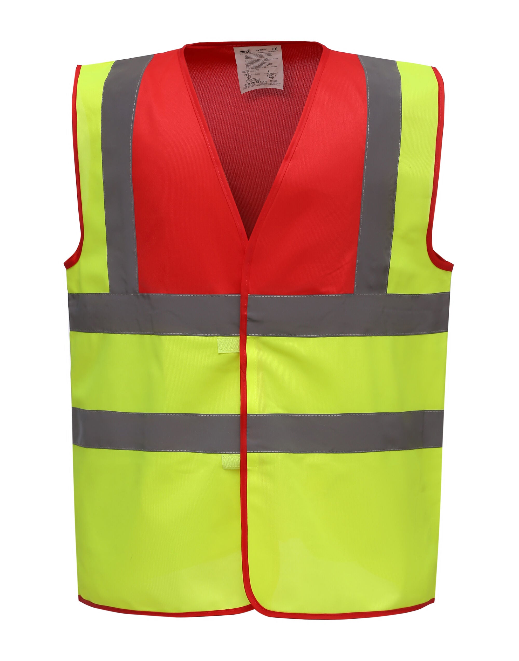 Yoko Two Tone Class 1 Waistcoat hvw100tt - Red Hi Vis Yellow - Customisable Hi-Vis Vest