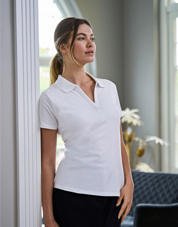 Tee Jays Womens Luxury Stretch V Polo TJ1409 - - Customisable Polos