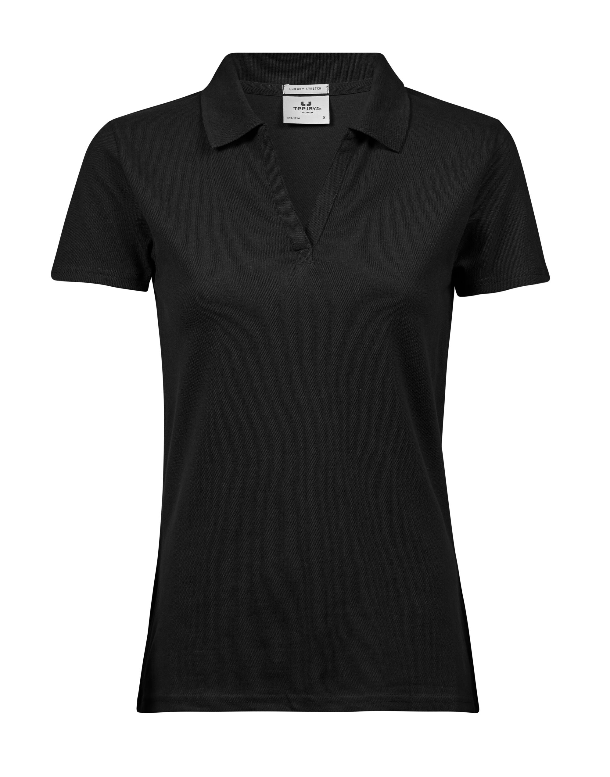 Tee Jays Womens Luxury Stretch V Polo TJ1409 - Black - Customisable Polos