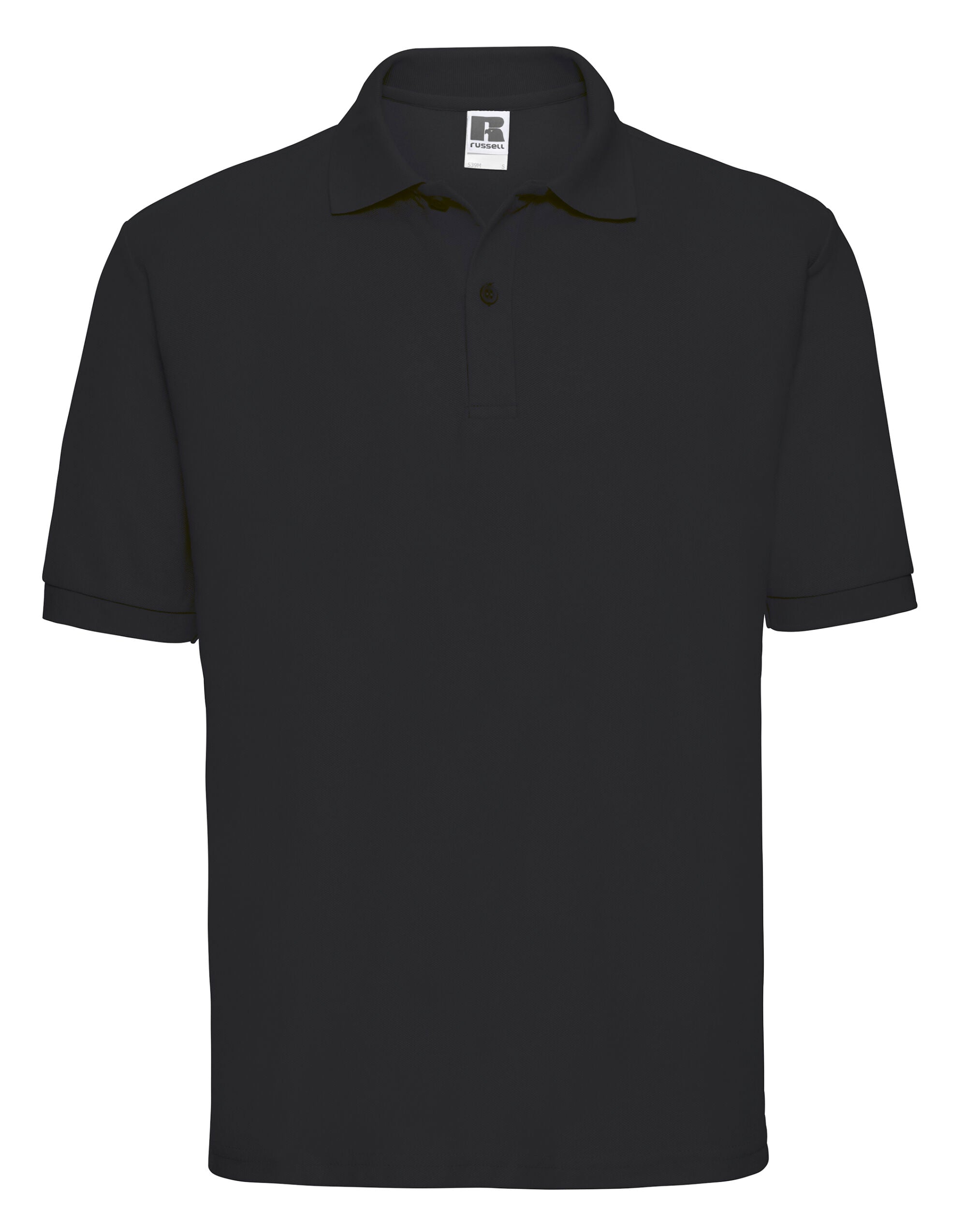 Russell Collection Russell Mens Classic Polycotton Polo 539M - Black - Customisable Polos