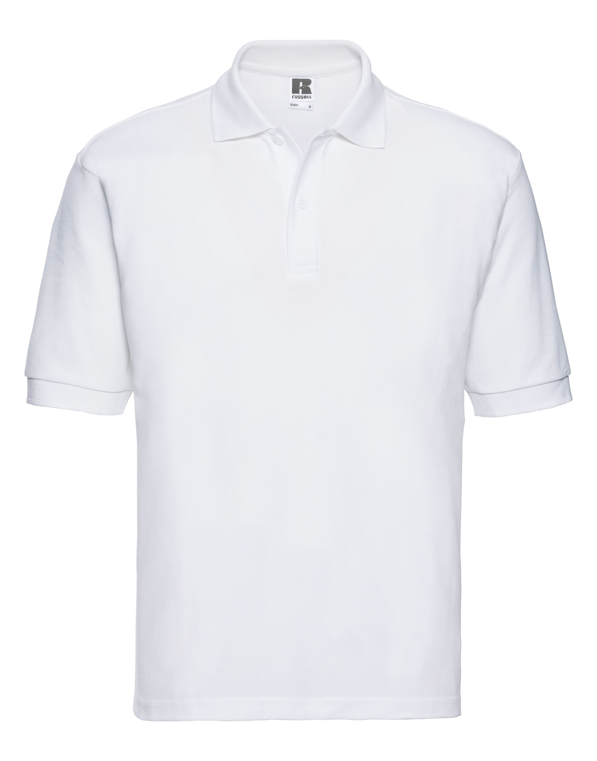 Russell Collection Russell Mens Classic Polycotton Polo - 539M - White - Customisable Polos