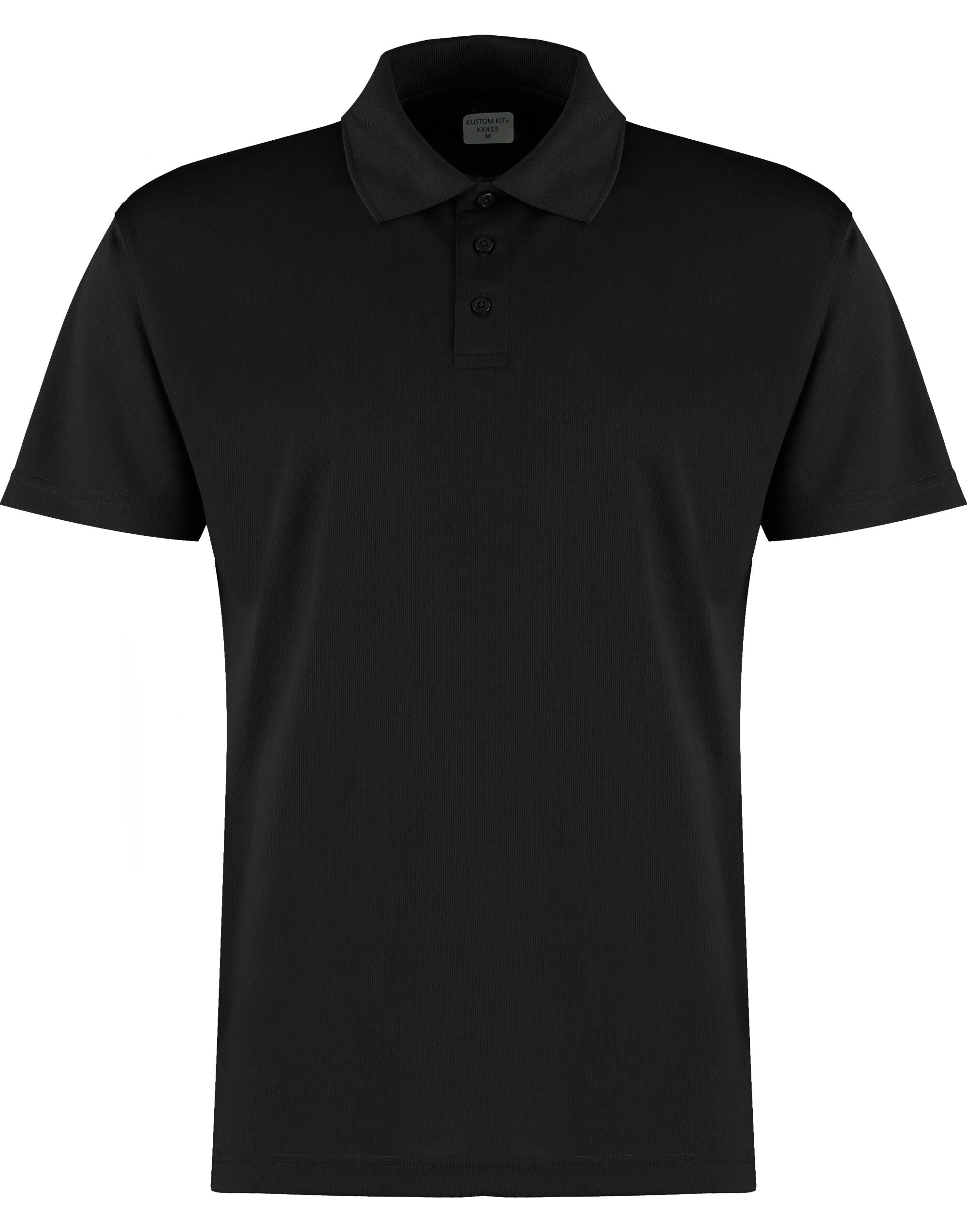 Kustom Kit Mens Cooltex Plus Polo KK455 - Black - Customisable Polos