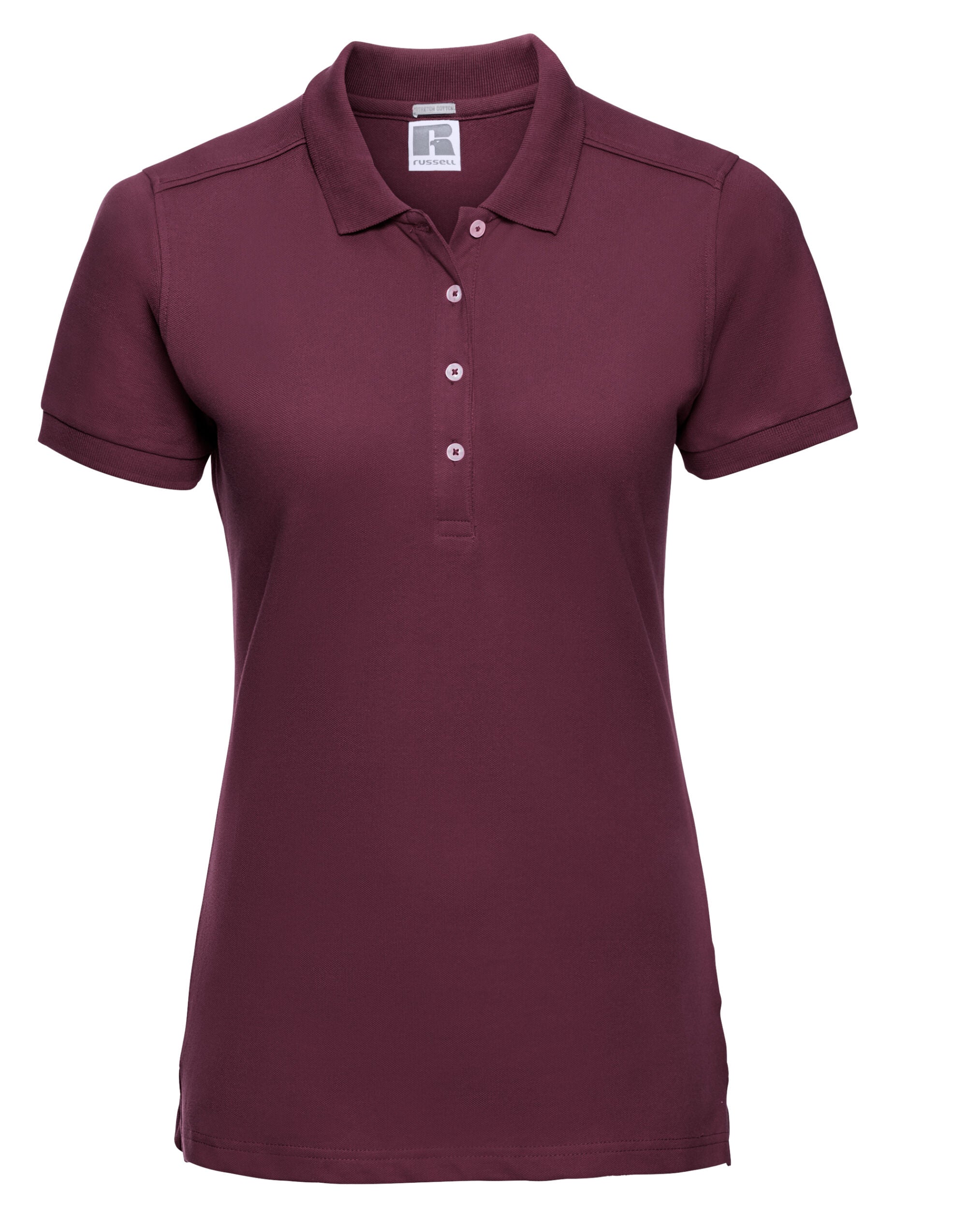 Russell Collection Russell Ladies Fitted Stretch Polo 566F - Burgundy - Customisable Polos