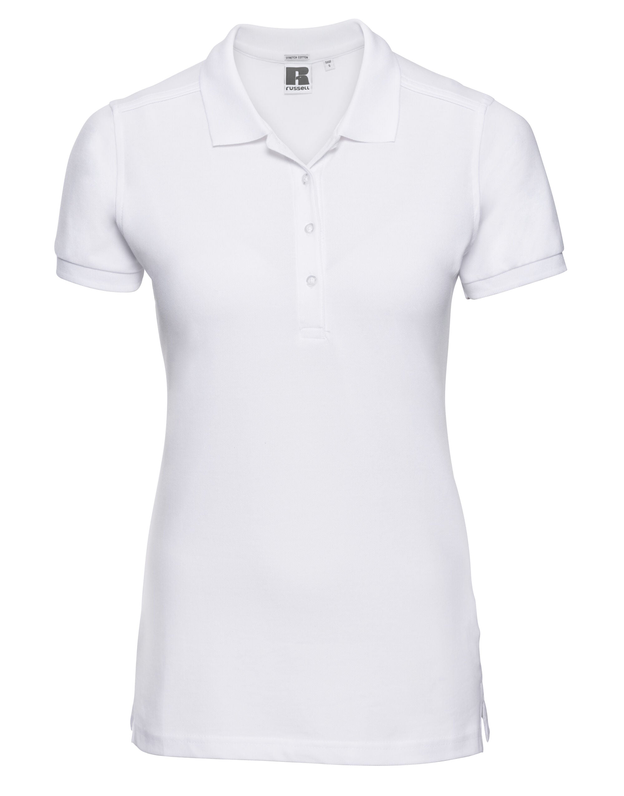 Russell Collection Russell Ladies Fitted Stretch Polo 566F - White - Customisable Polos