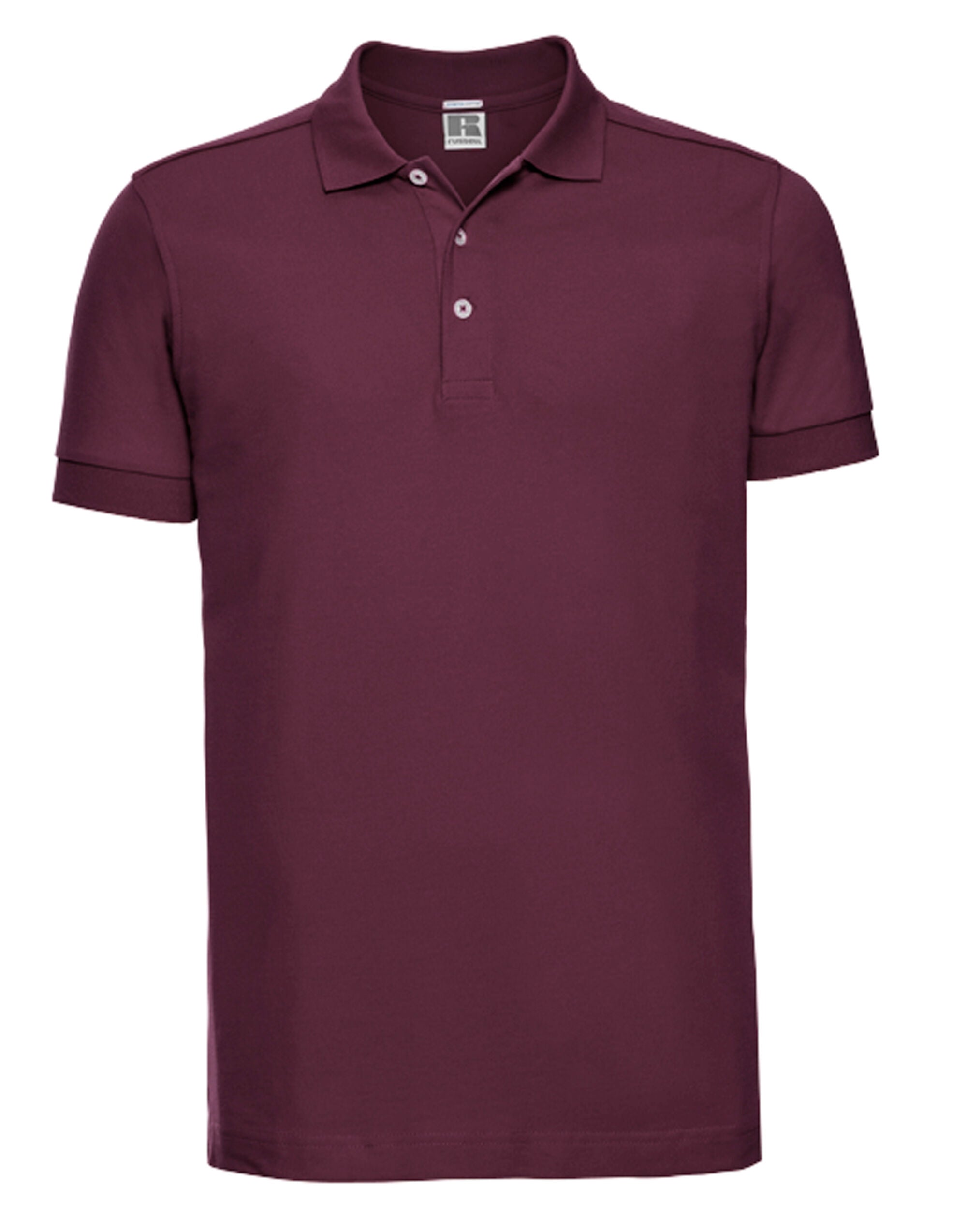 Russell Collection Russell Mens Fitted Stretch Polo 566M - Burgundy - Customisable Polos