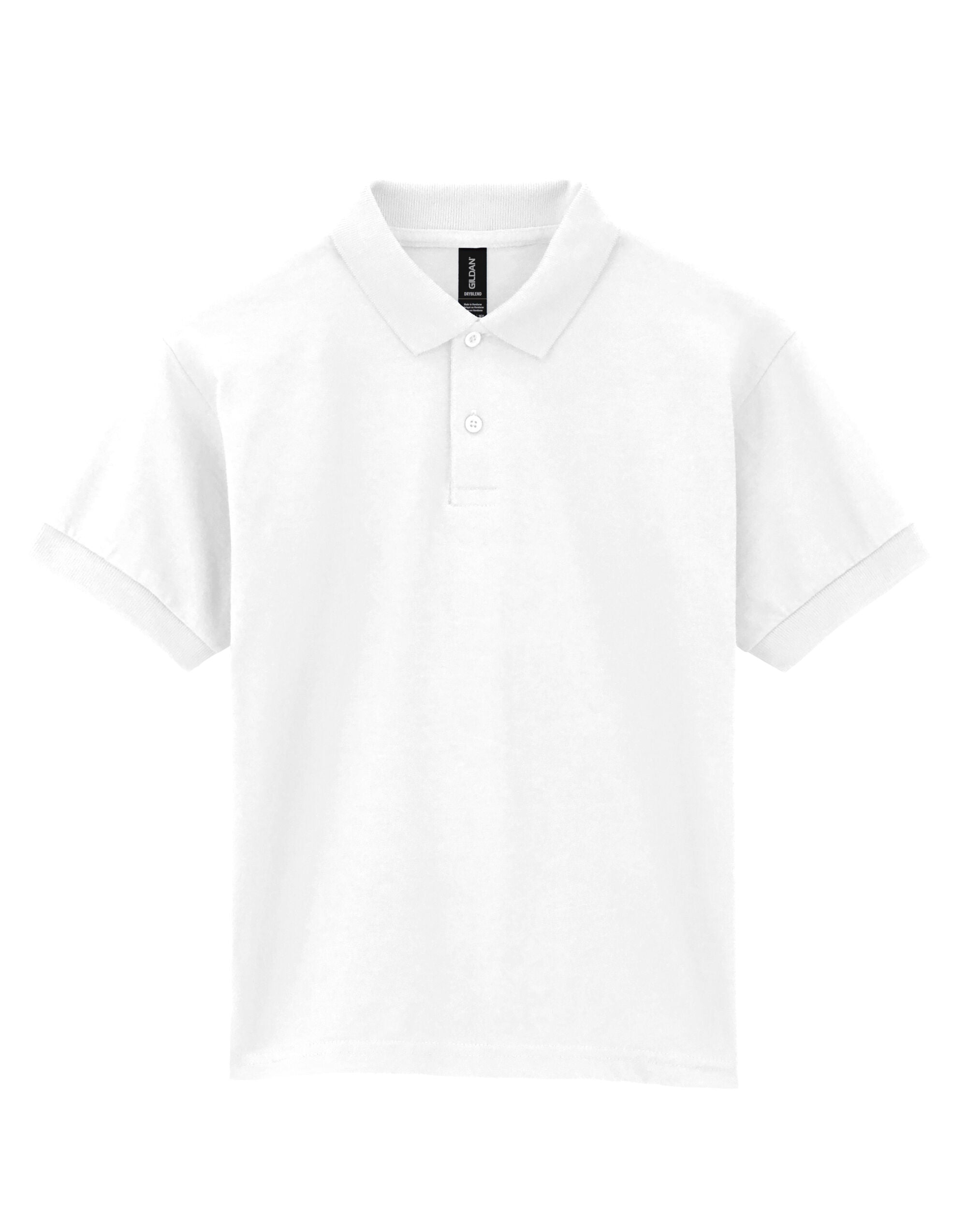 Gildan Dryblend Youth Jersey Polo 8800B - White - Customisable Polos