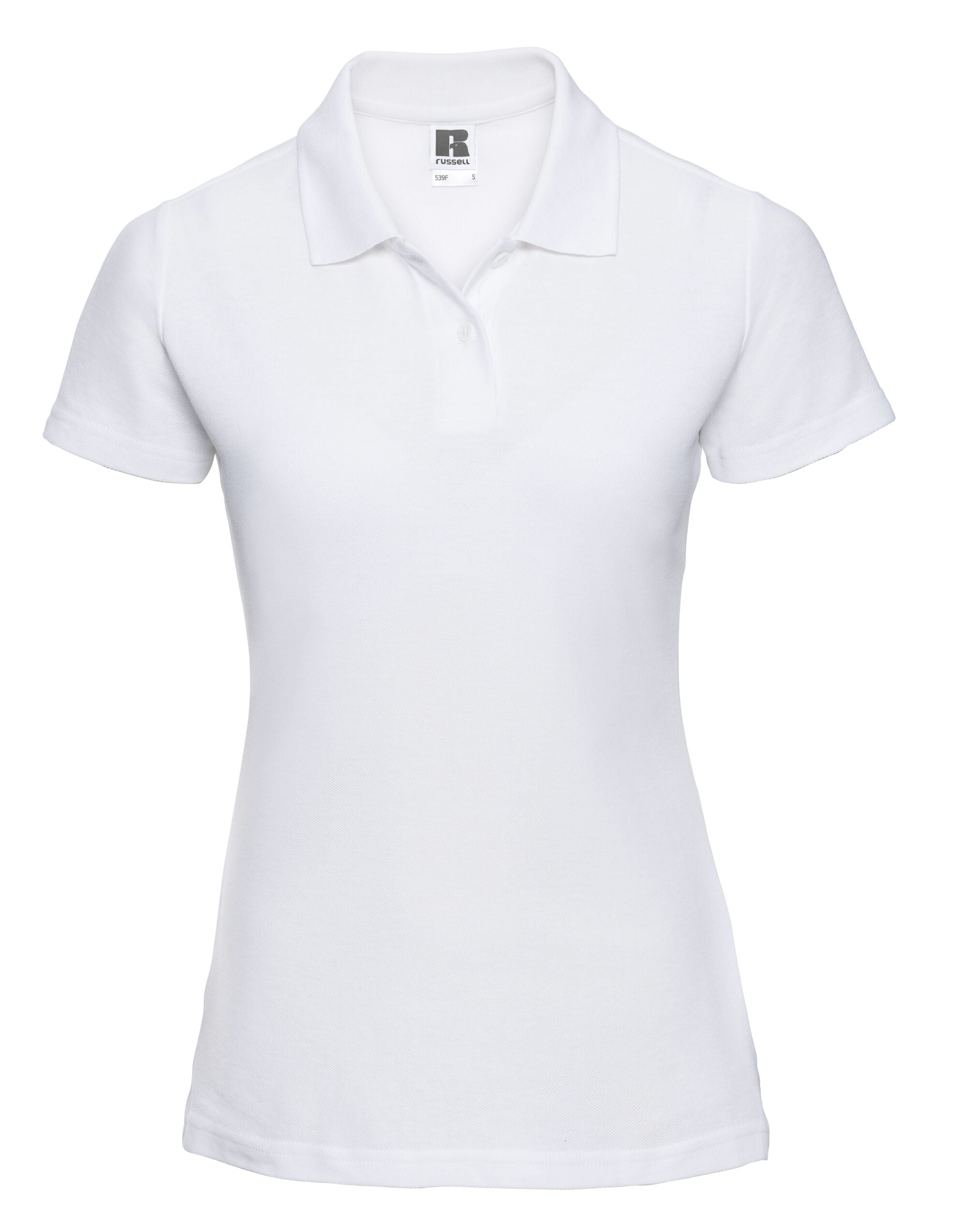 Russell Collection Russell Ladies Classic Polycotton Polo 539F - White - Customisable Polos