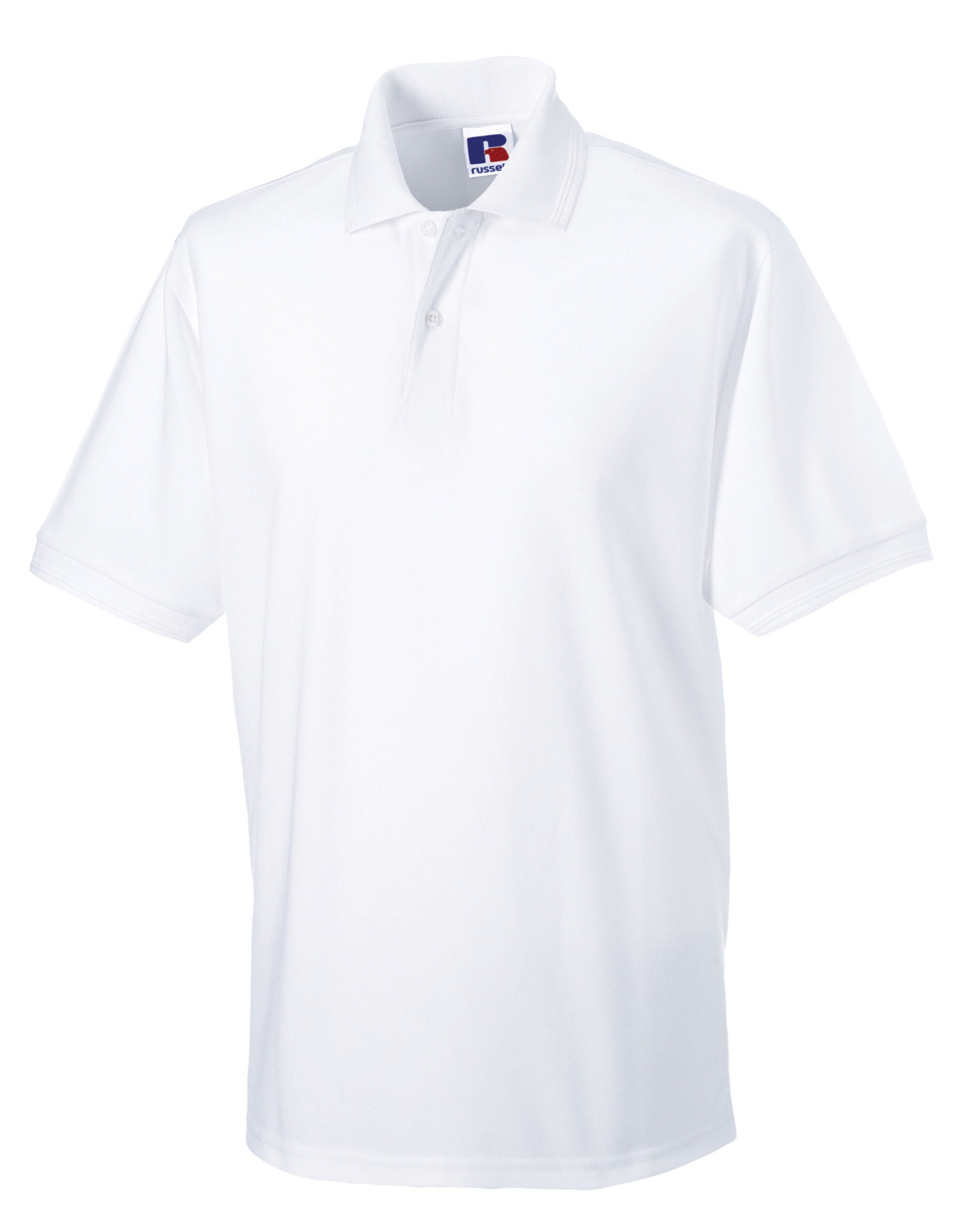 Russell Collection Russell Hardwearing Polycotton Polo 599M - White - Customisable Polos