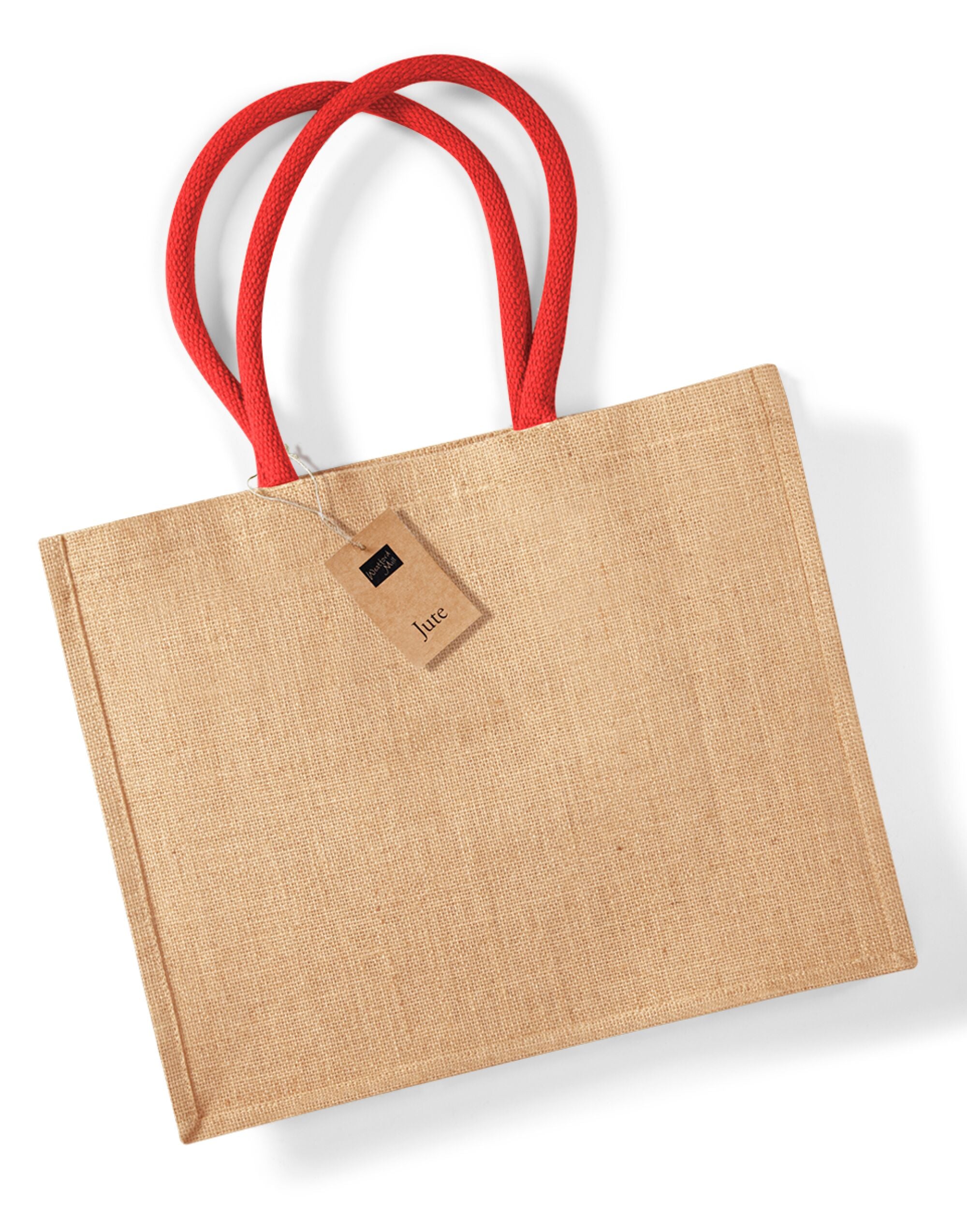 Westford Mill Jute Classic Shopper w407 - Natural Bright Red O S - Customisable Bags