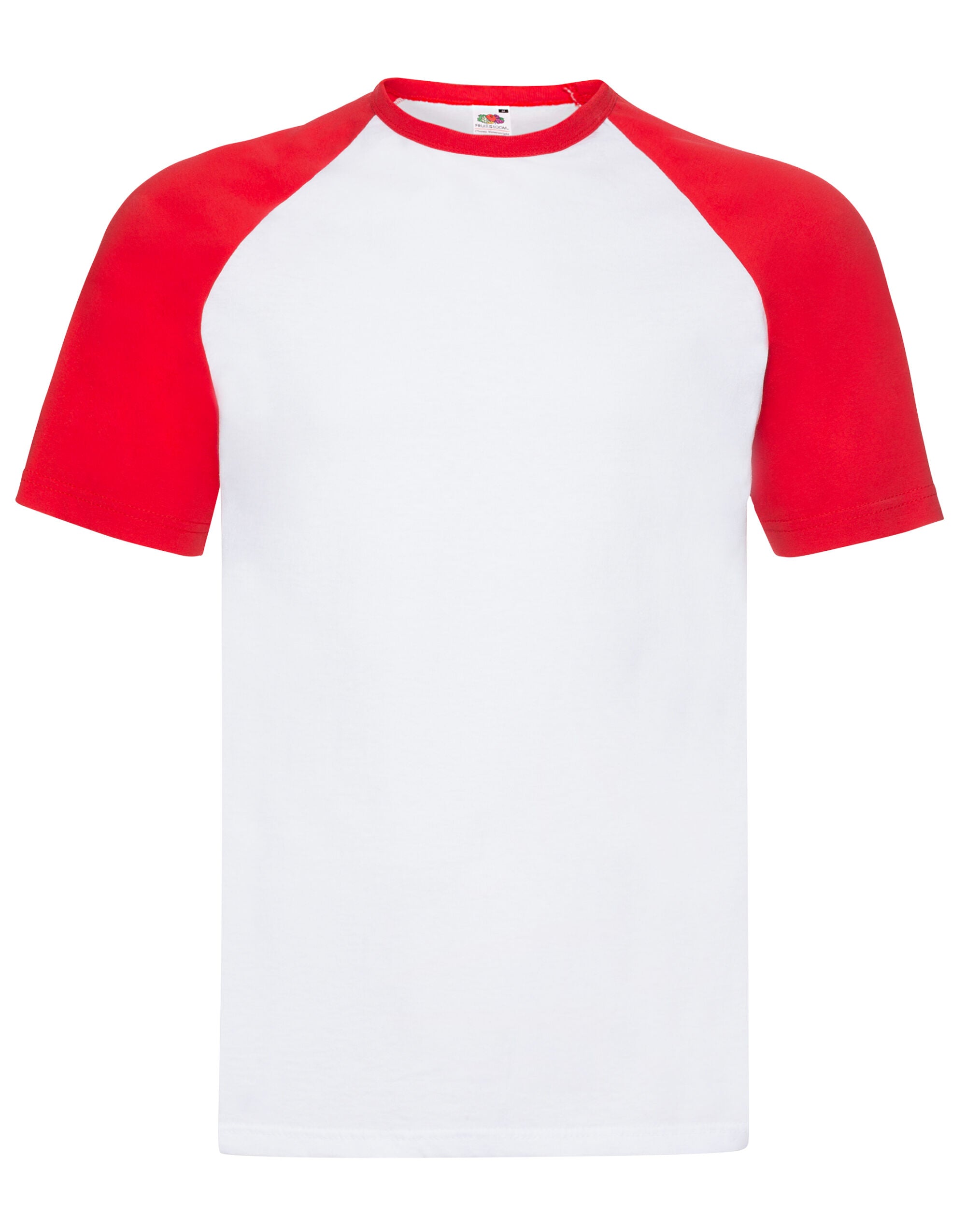 Fruit of the Loom Mens Valueweight SS Baseball T 61026 - White Red - Customisable T-Shirts